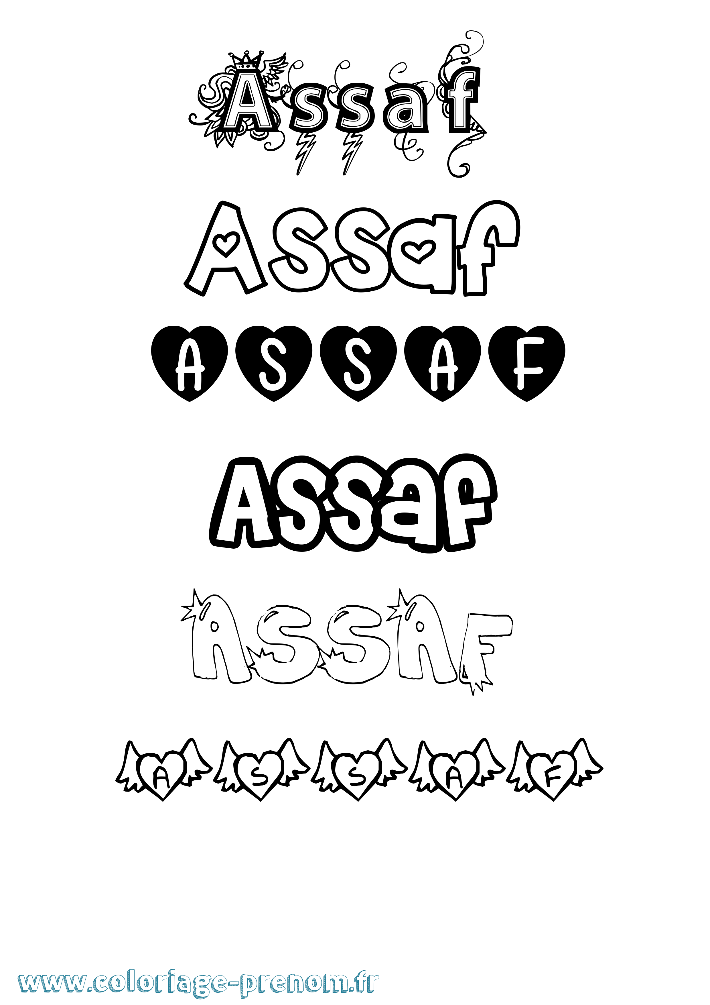 Coloriage Assaf Girly Coloriage prénom Assaf Girly