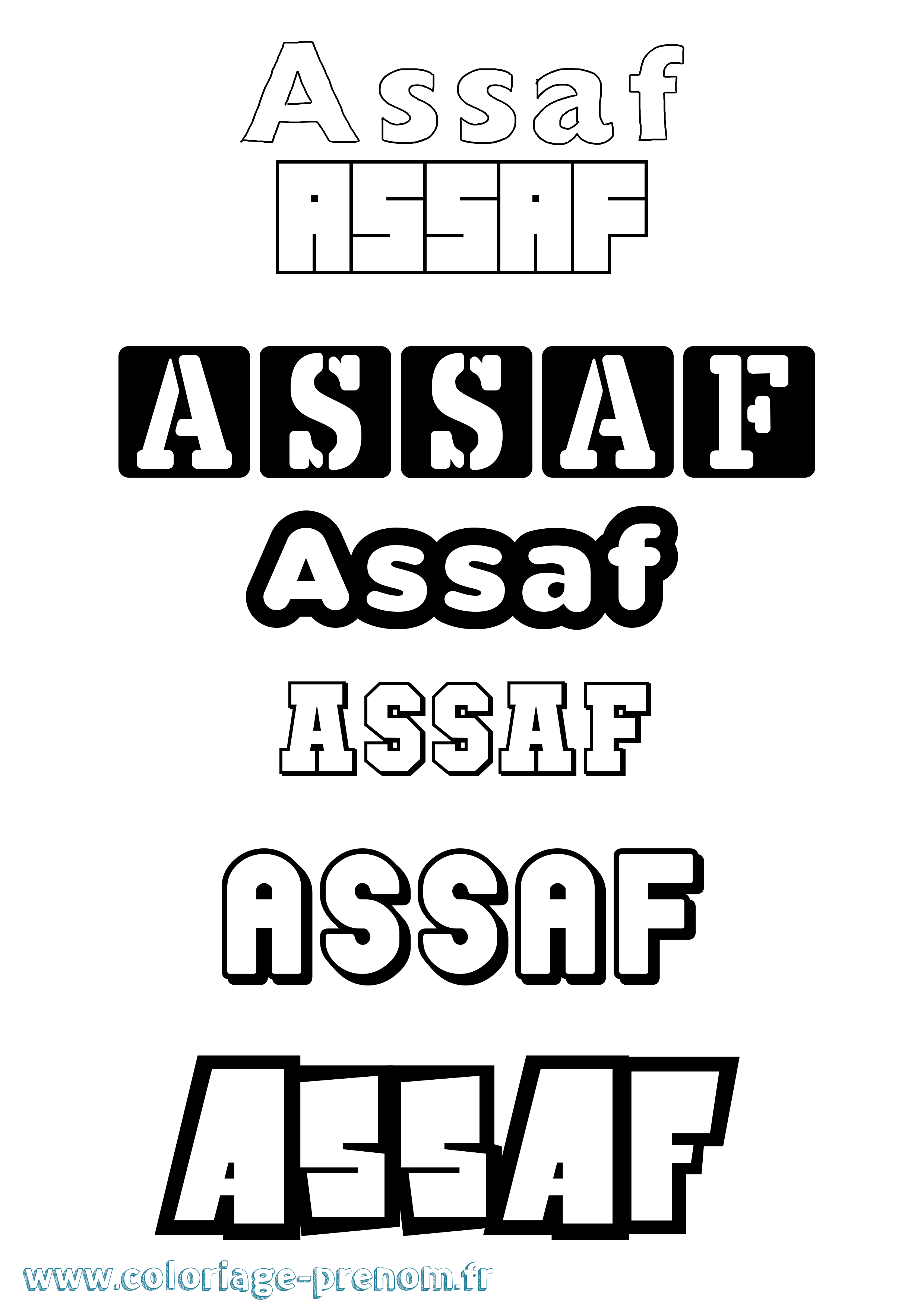 Coloriage Assaf Simple Coloriage prénom Assaf Simple
