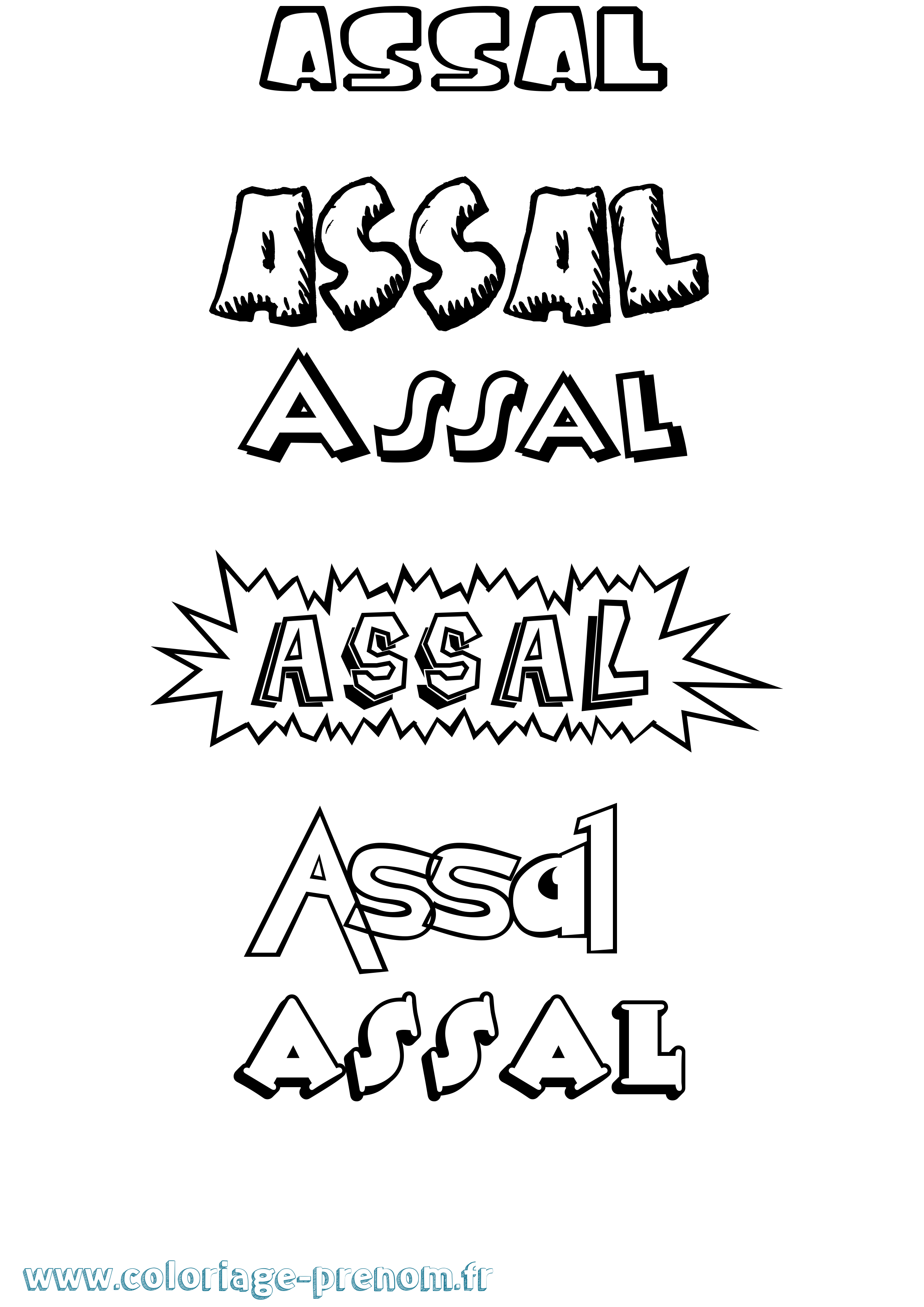 Coloriage Assal Dessin Animé Coloriage prénom Assal Dessin Animé