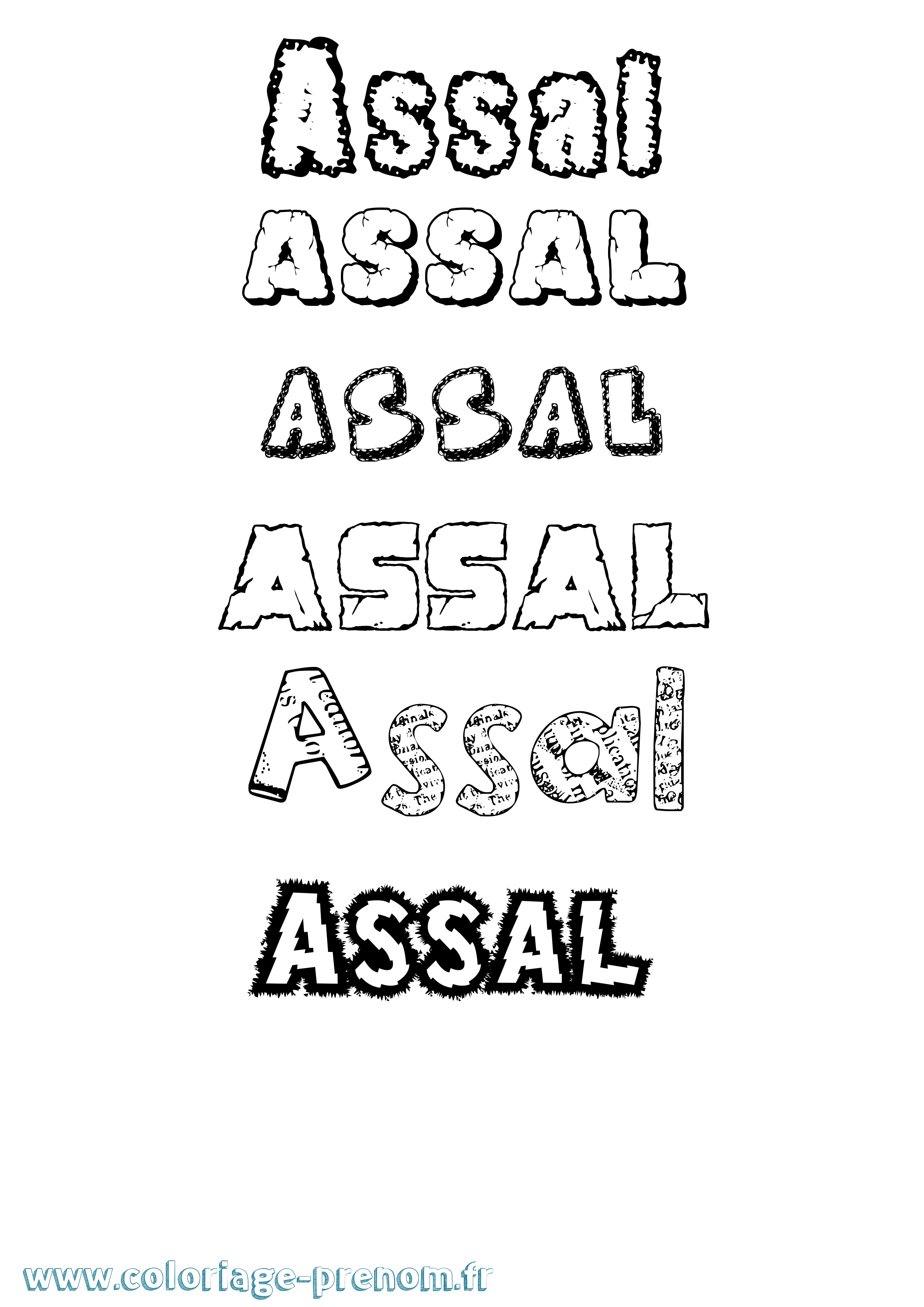 Coloriage Assal Destructuré Coloriage prénom Assal Destructuré