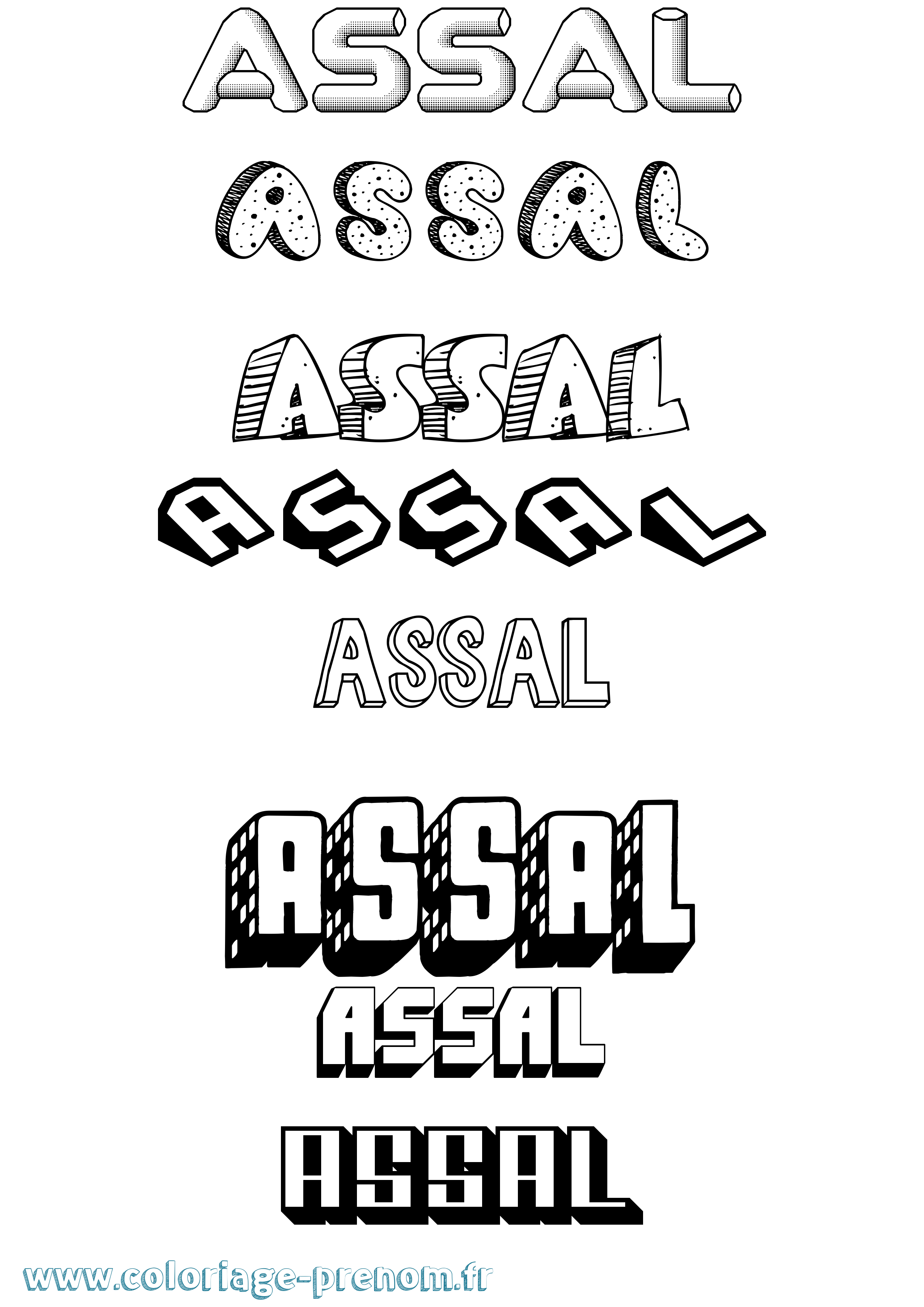 Coloriage Assal Effet 3D Coloriage prénom Assal Effet 3D