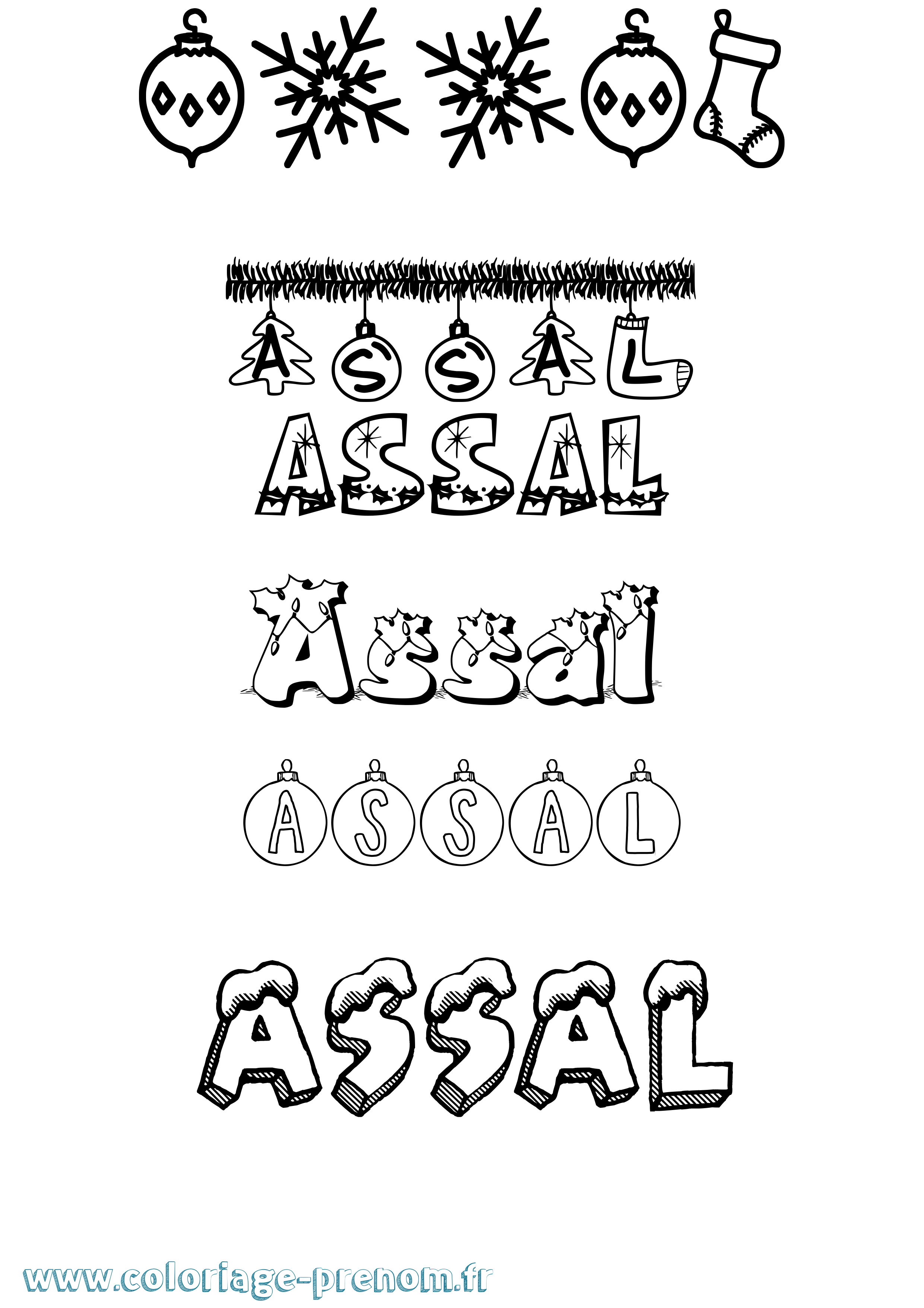 Coloriage Assal Noël Coloriage prénom Assal Noël