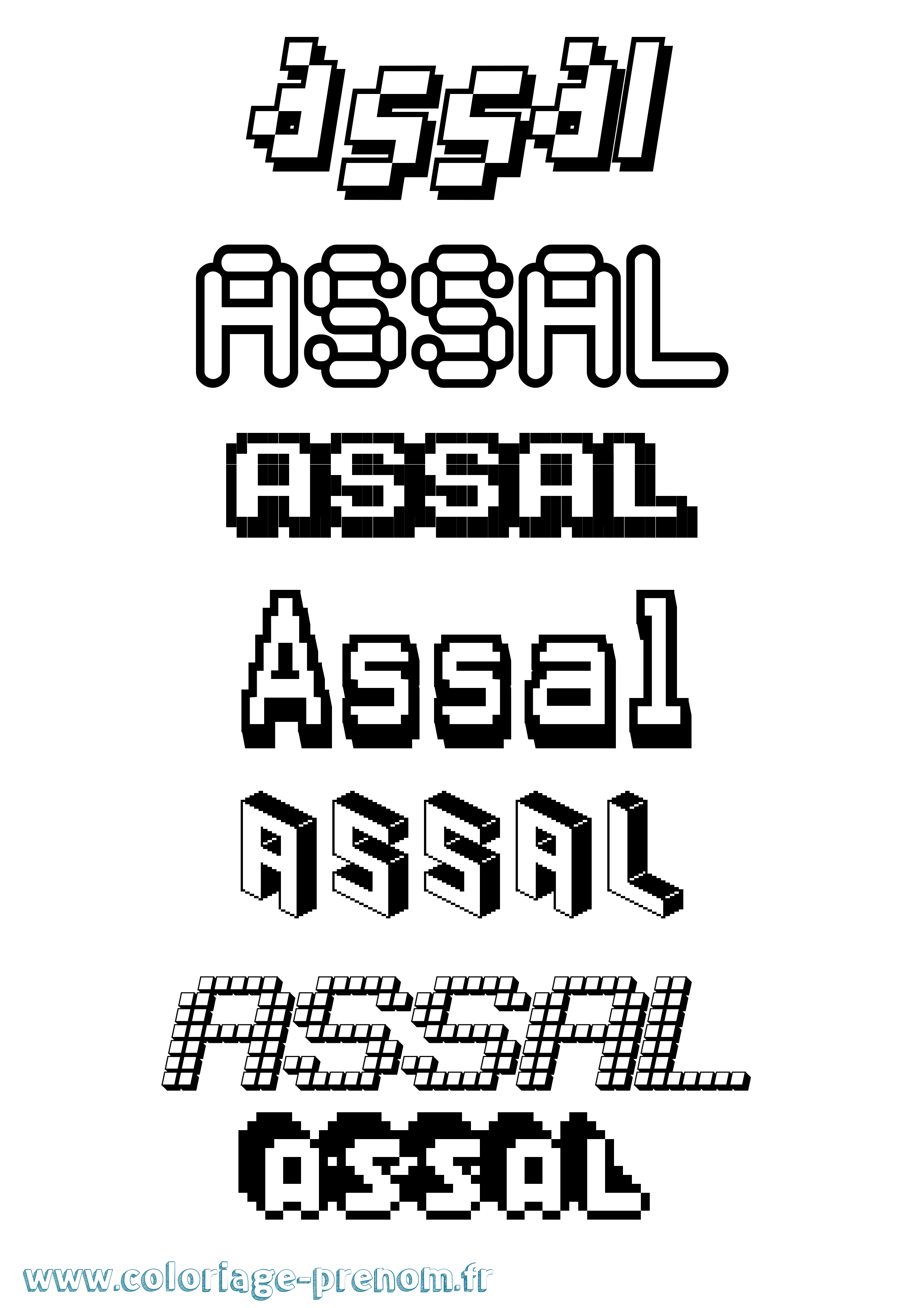 Coloriage Assal Pixel Coloriage prénom Assal Pixel