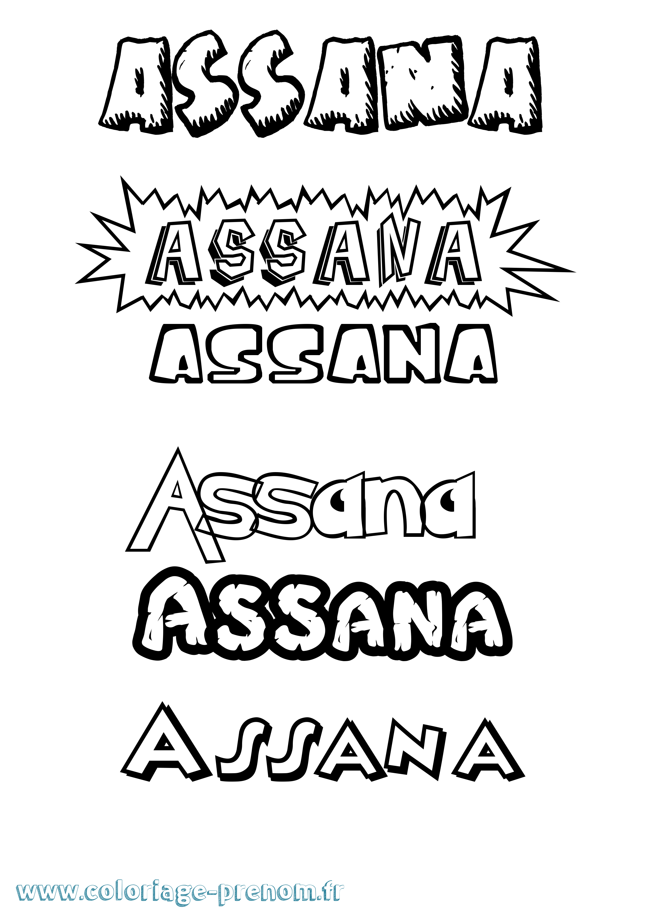 Coloriage Assana Dessin Animé Coloriage prénom Assana Dessin Animé