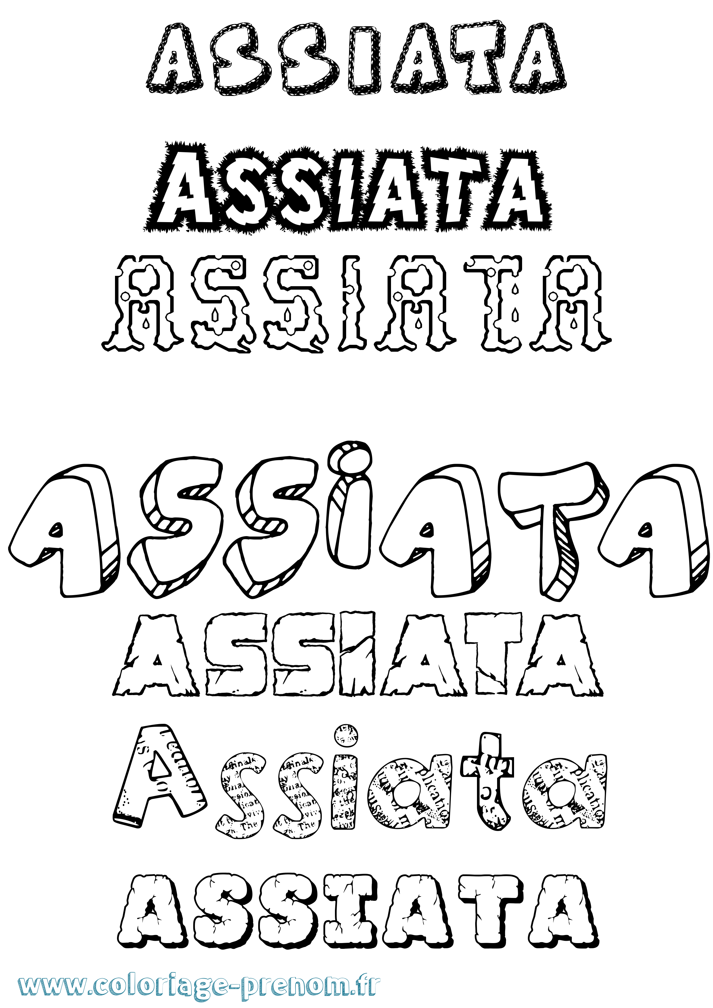 Coloriage Assiata Destructuré Coloriage prénom Assiata Destructuré