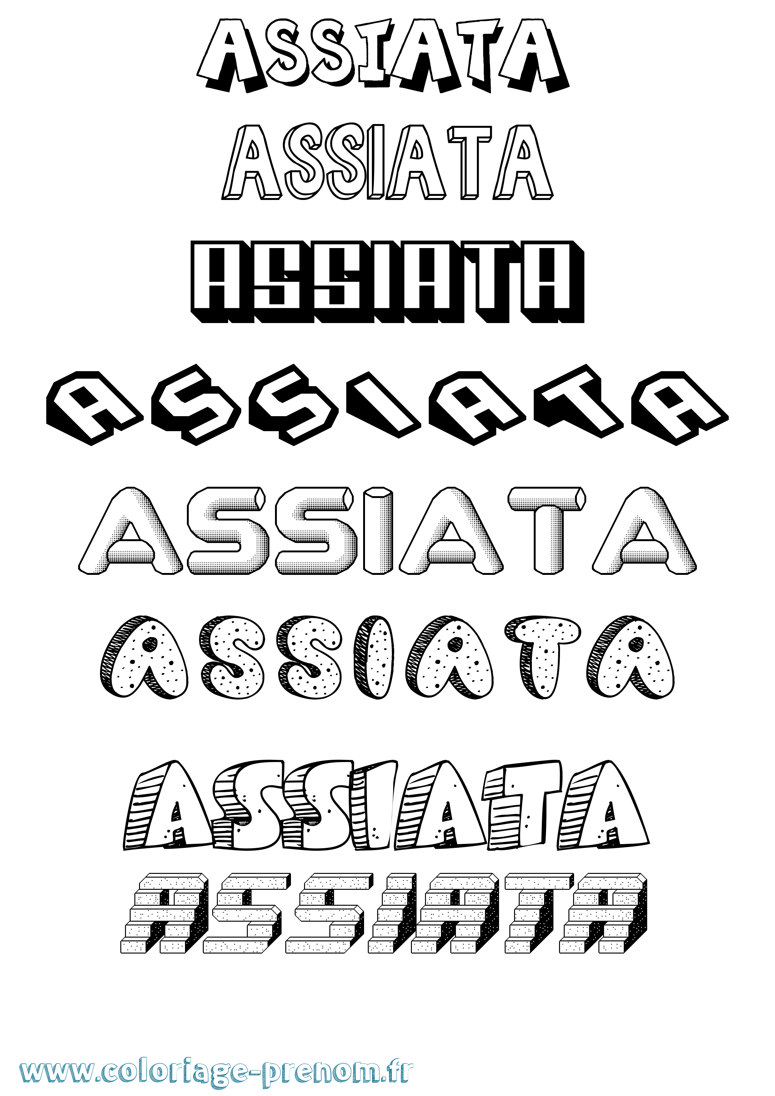 Coloriage Assiata Effet 3D Coloriage prénom Assiata Effet 3D