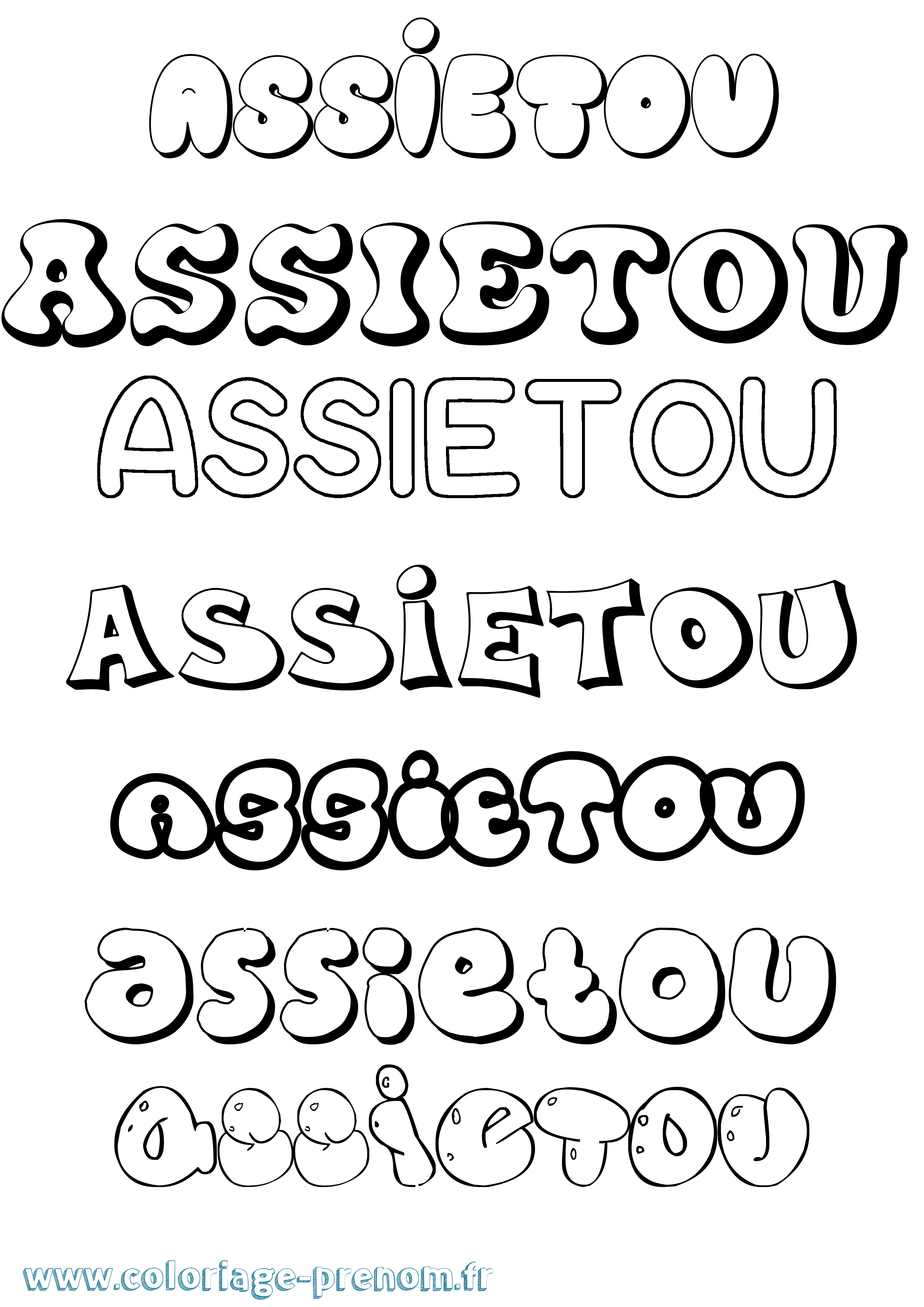 Coloriage Assietou Bubble Coloriage prénom Assietou Bubble