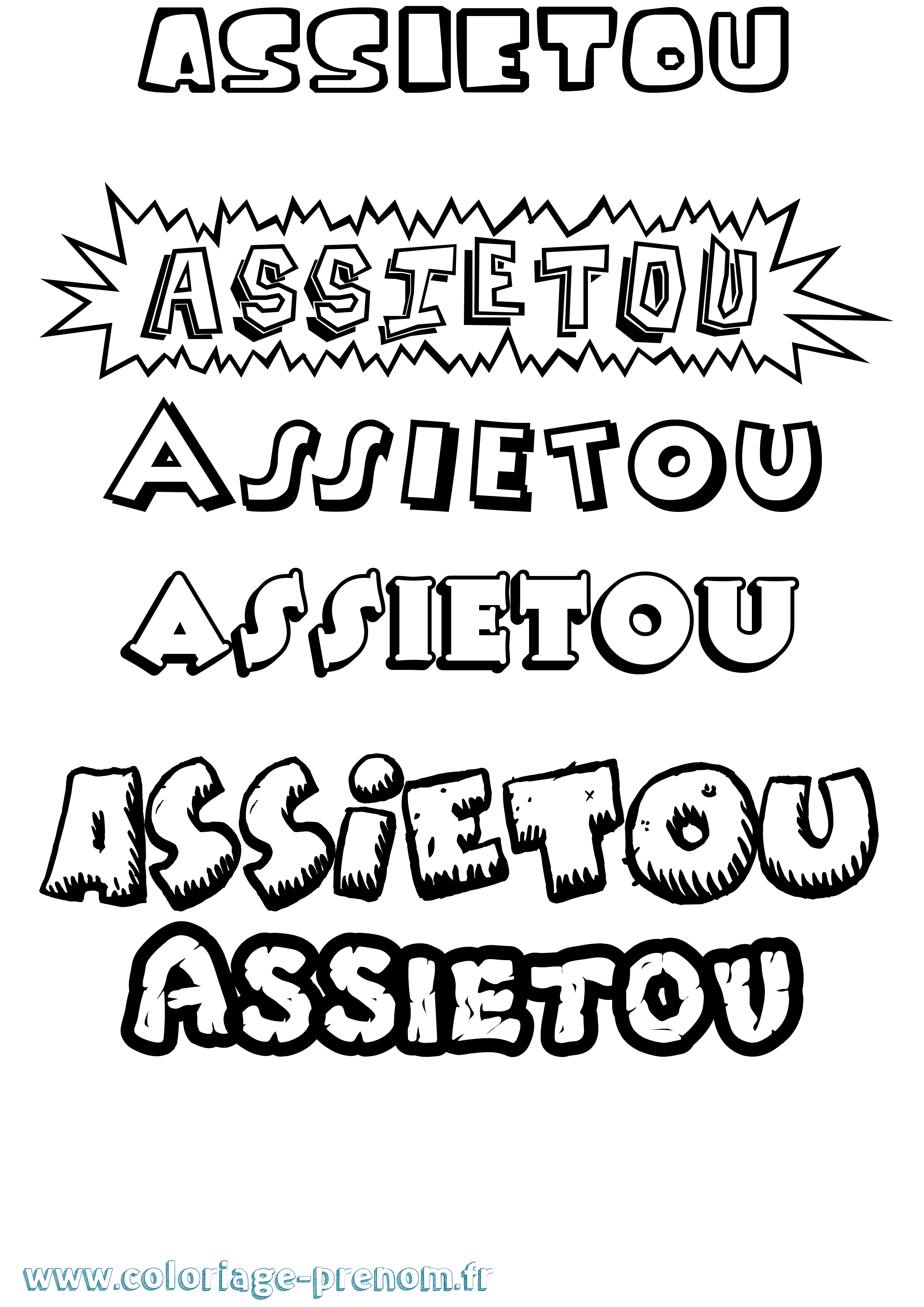 Coloriage Assietou Dessin Animé Coloriage prénom Assietou Dessin Animé