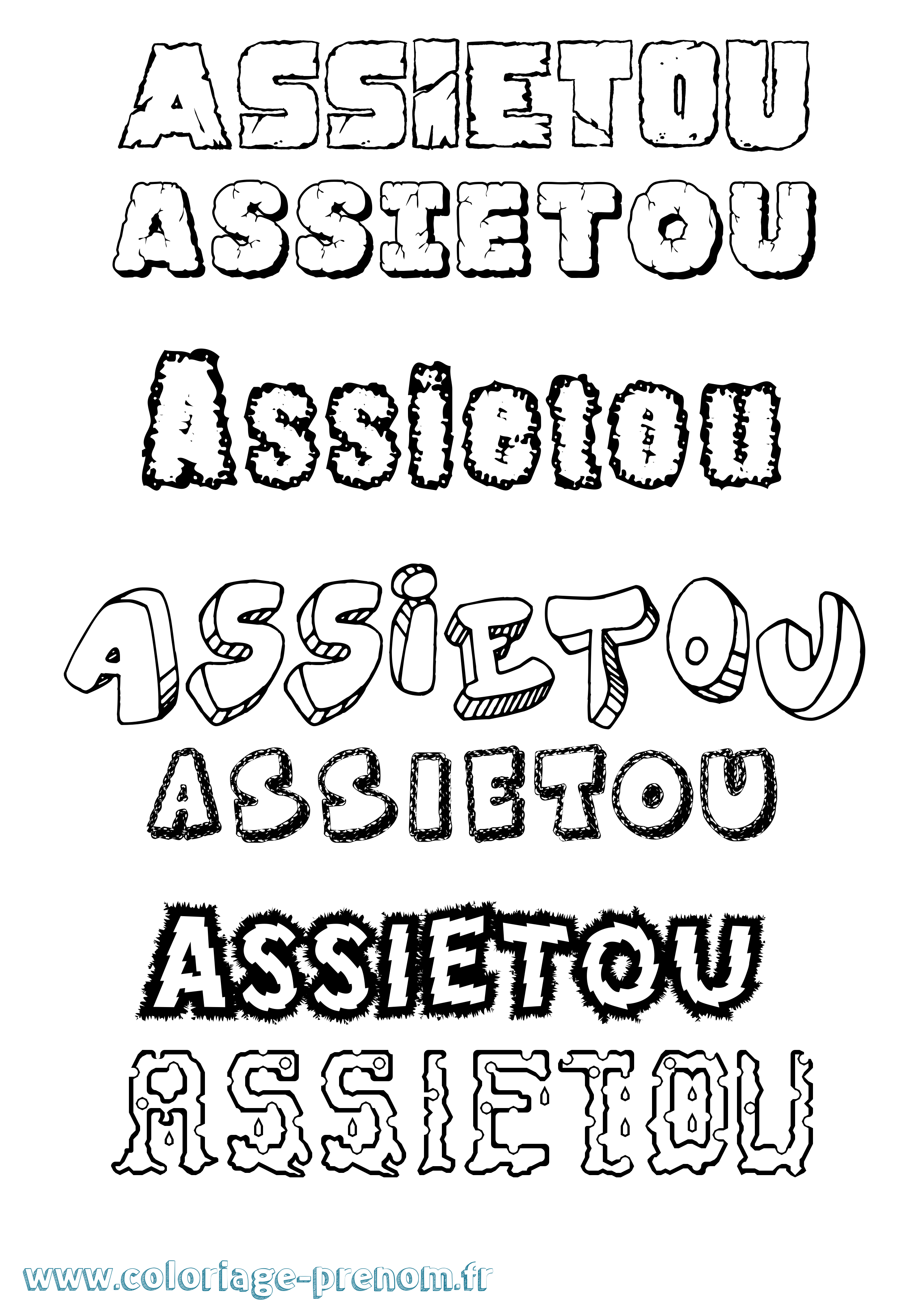 Coloriage Assietou Destructuré Coloriage prénom Assietou Destructuré