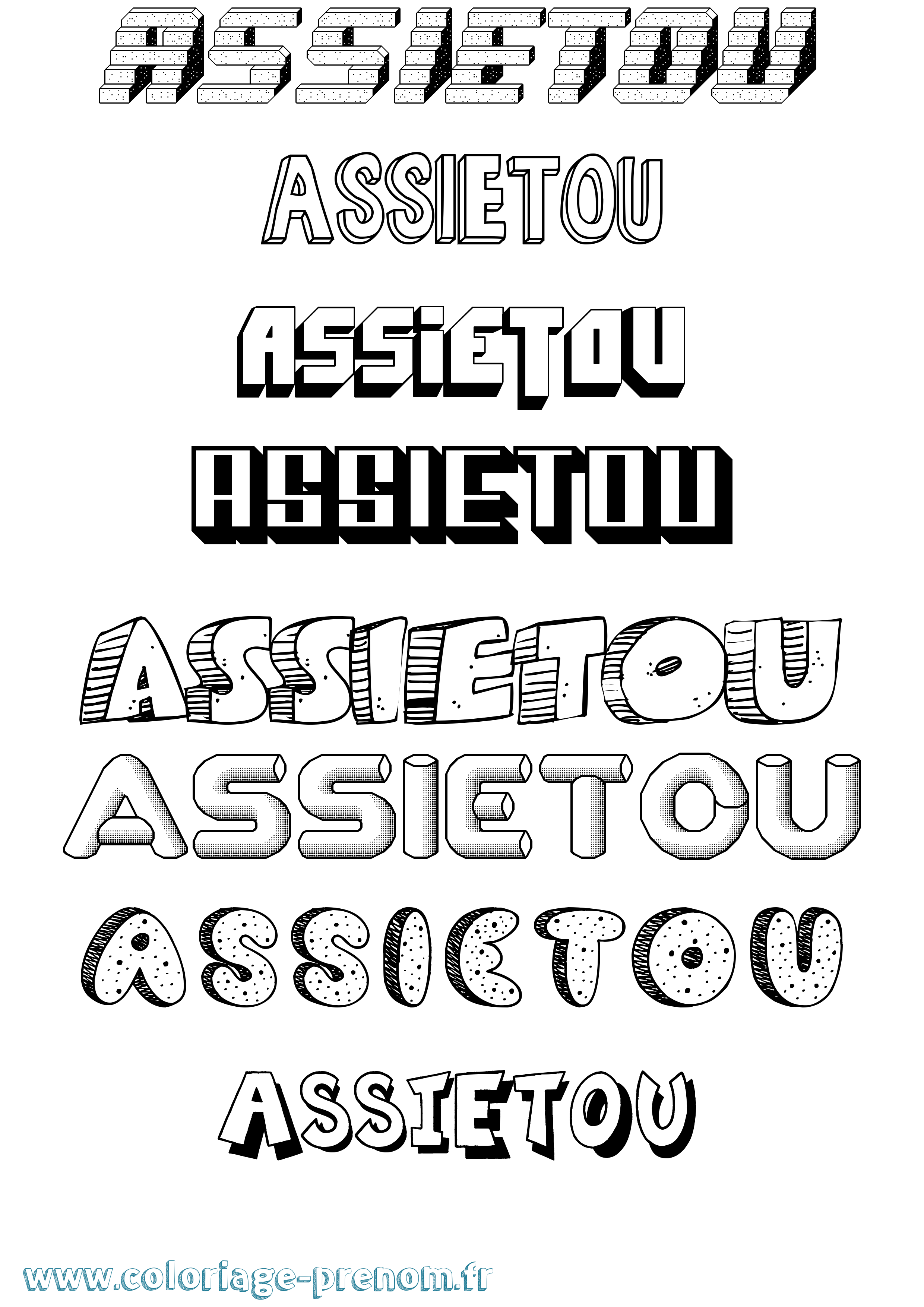 Coloriage Assietou Effet 3D Coloriage prénom Assietou Effet 3D