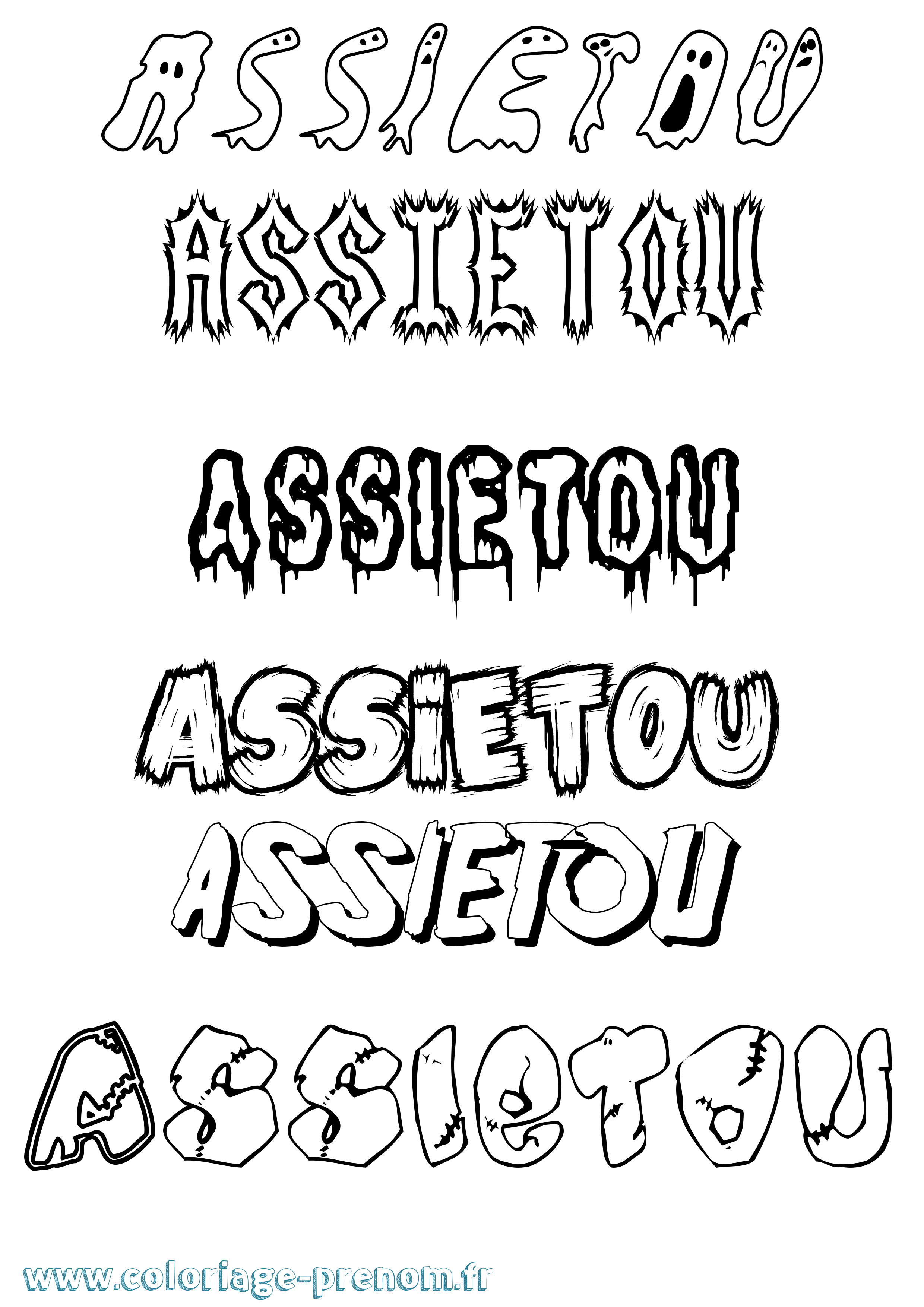 Coloriage Assietou Frisson Coloriage prénom Assietou Frisson