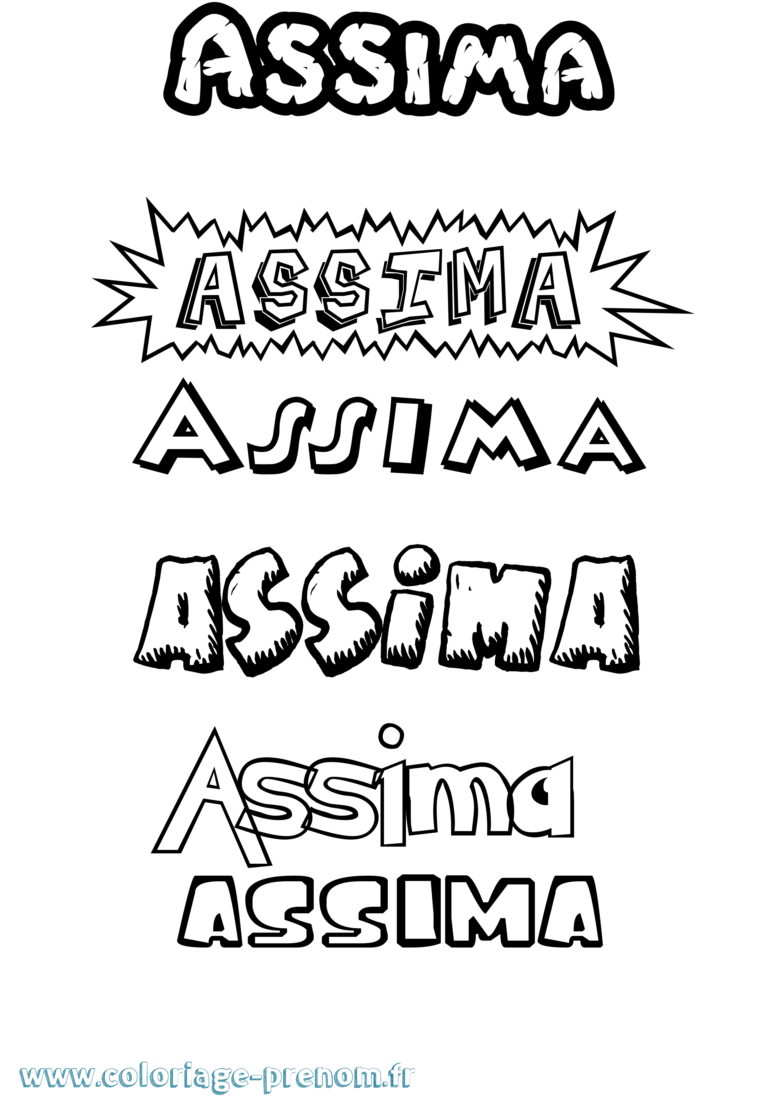 Coloriage Assima Dessin Animé Coloriage prénom Assima Dessin Animé