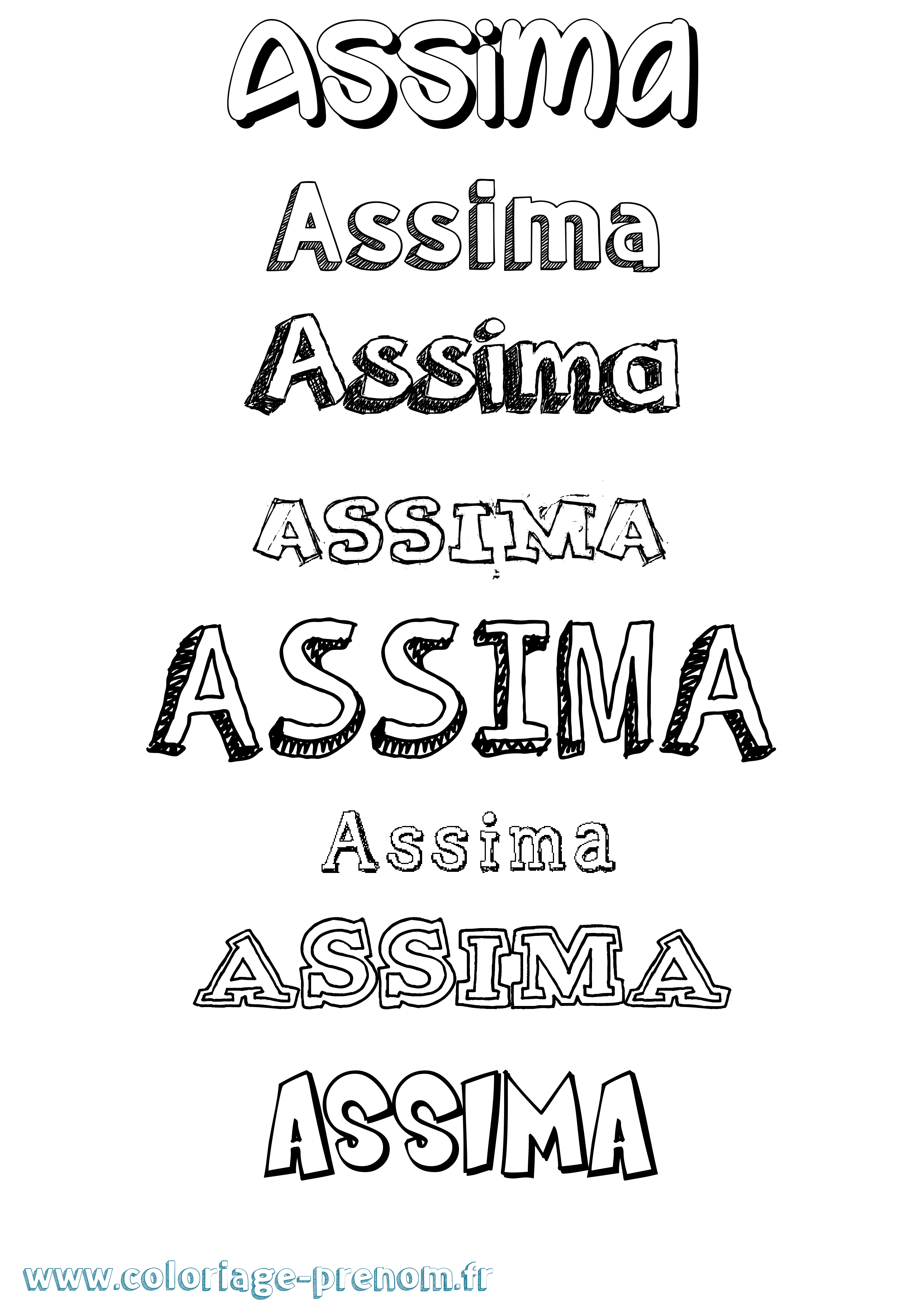 Coloriage Assima Dessiné Coloriage prénom Assima Dessiné