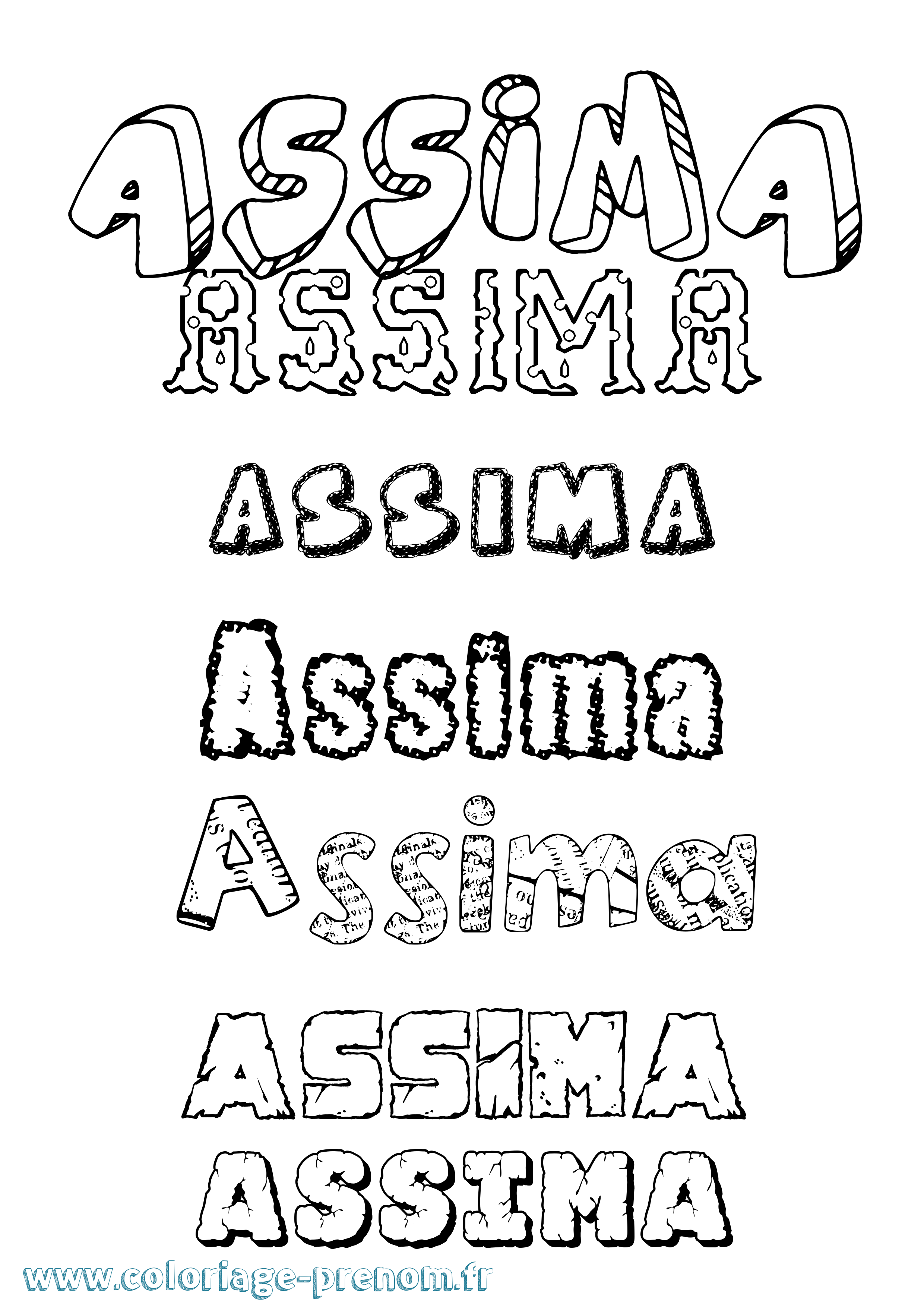 Coloriage Assima Destructuré Coloriage prénom Assima Destructuré