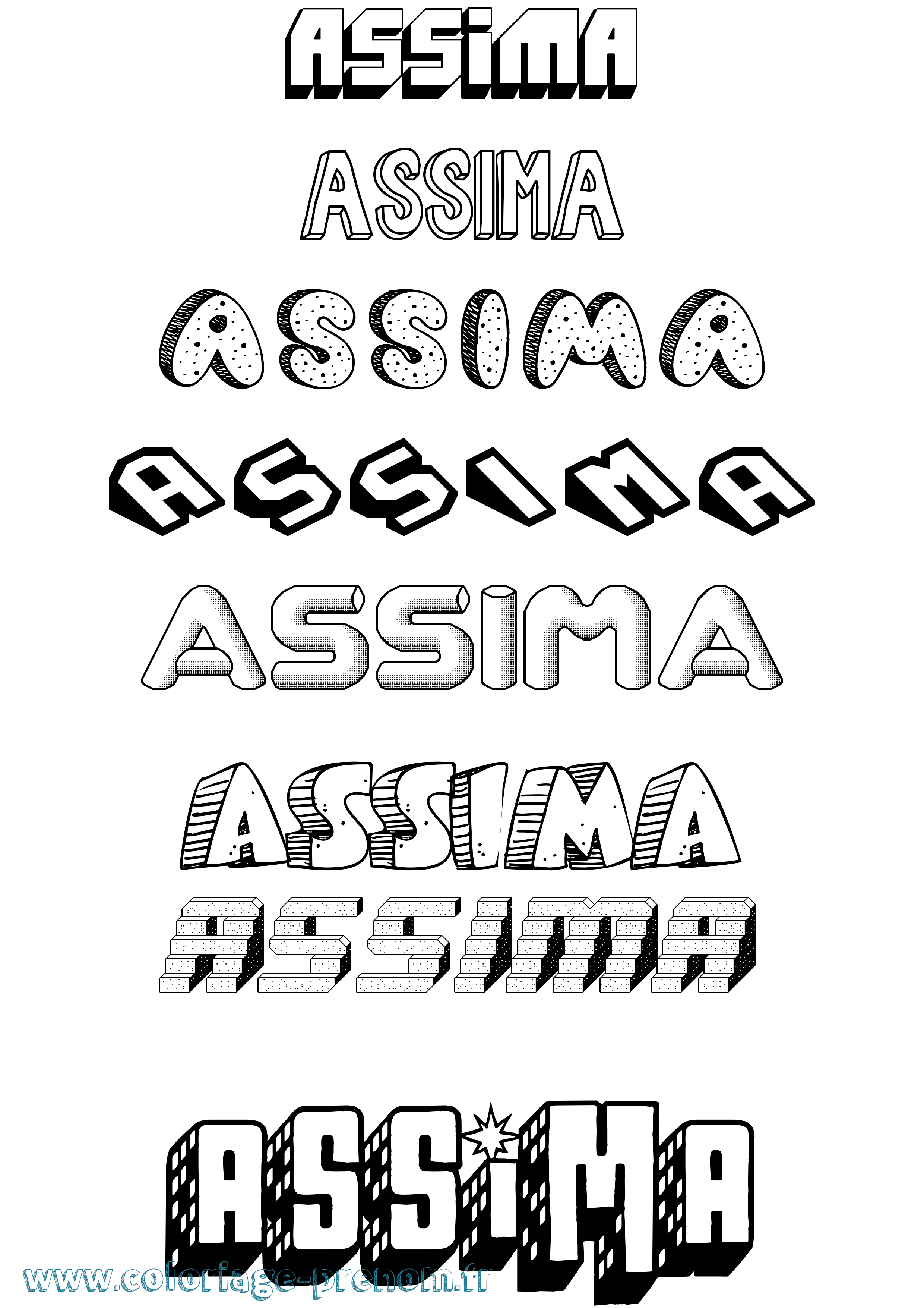 Coloriage Assima Effet 3D Coloriage prénom Assima Effet 3D