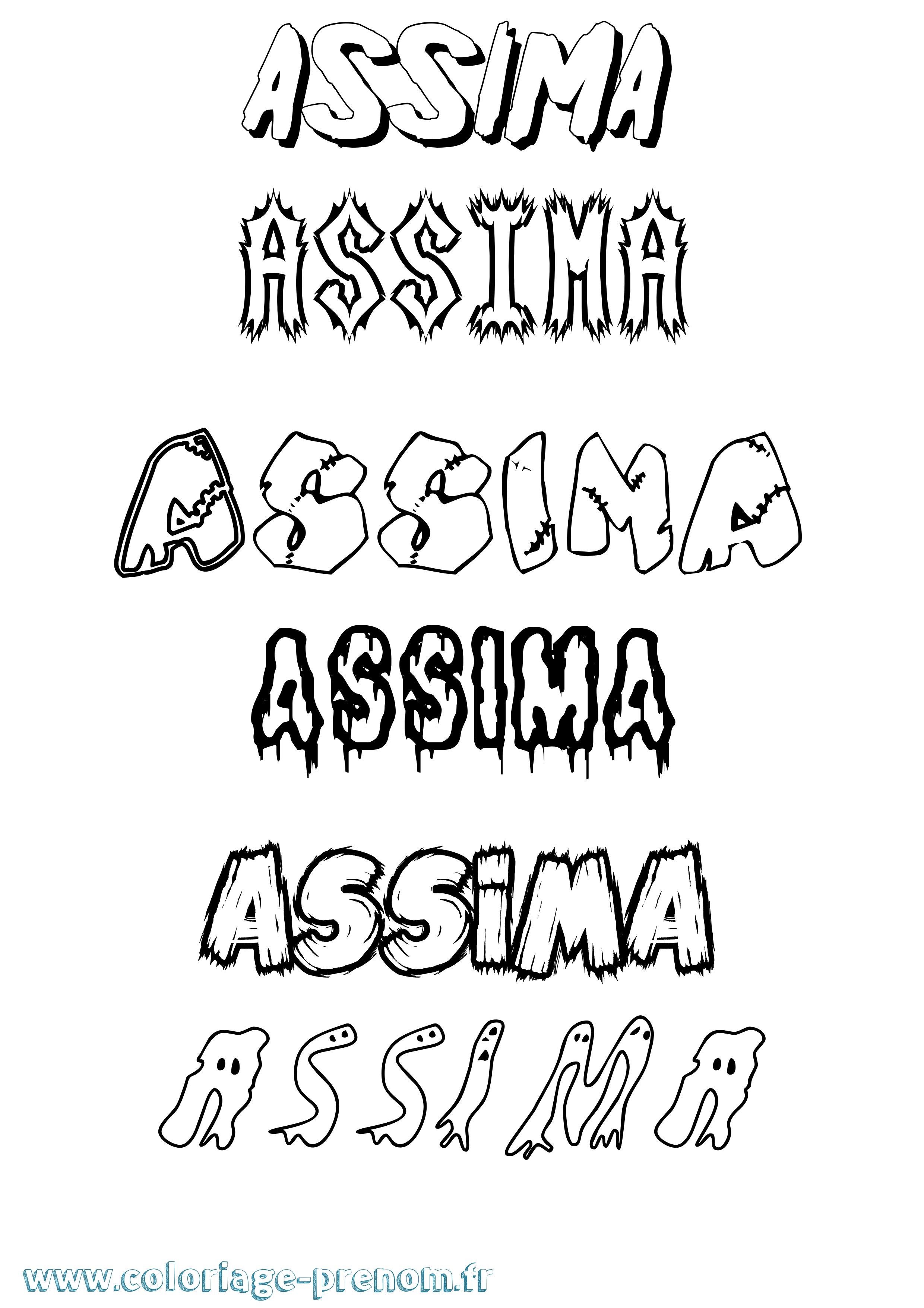 Coloriage Assima Frisson Coloriage prénom Assima Frisson