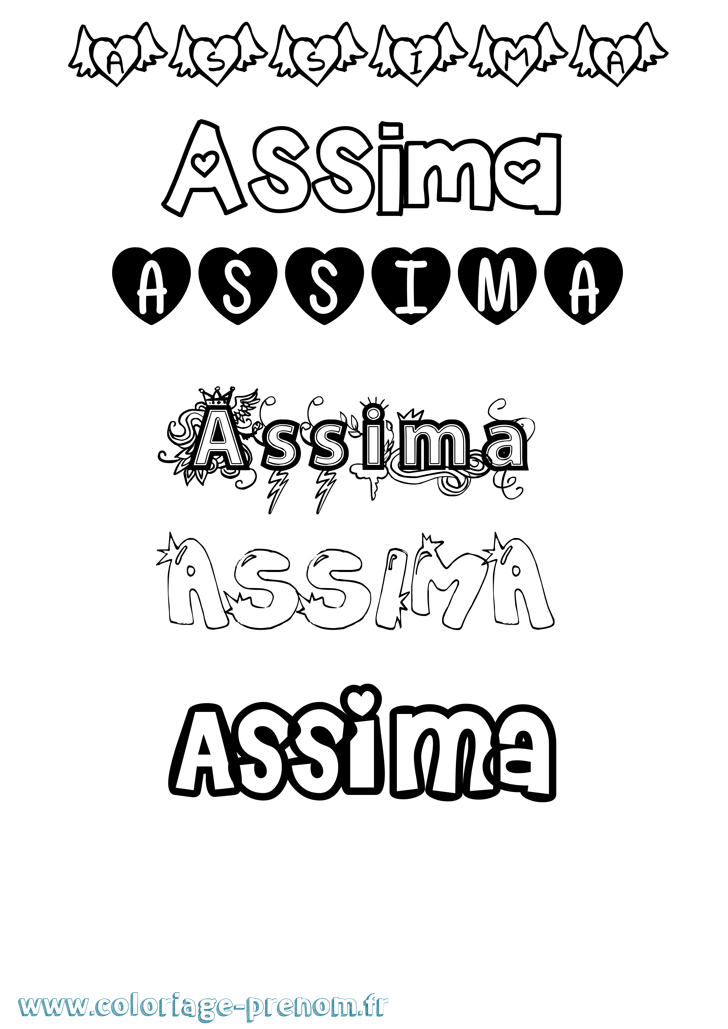 Coloriage Assima Girly Coloriage prénom Assima Girly