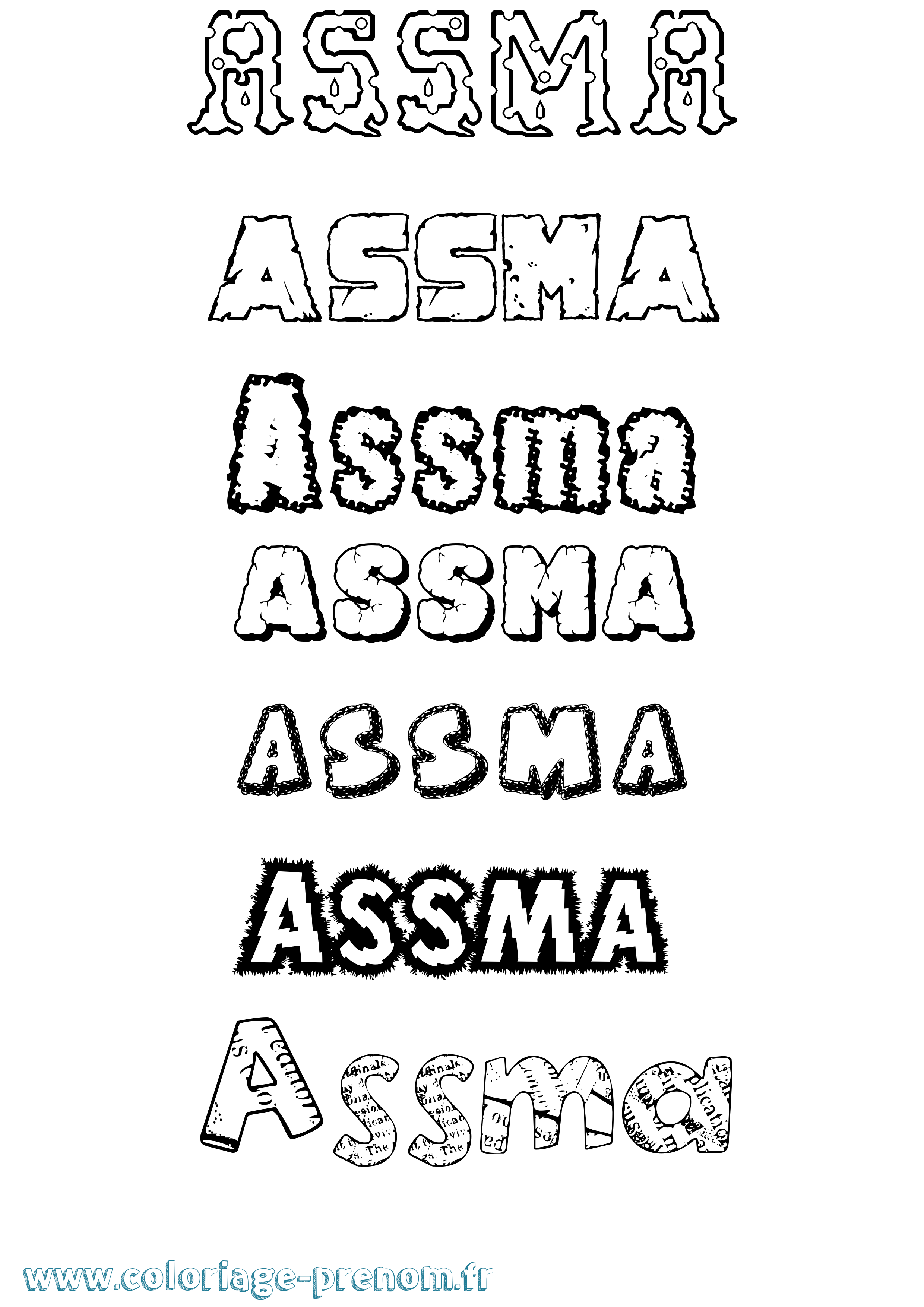Coloriage Assma Destructuré Coloriage prénom Assma Destructuré