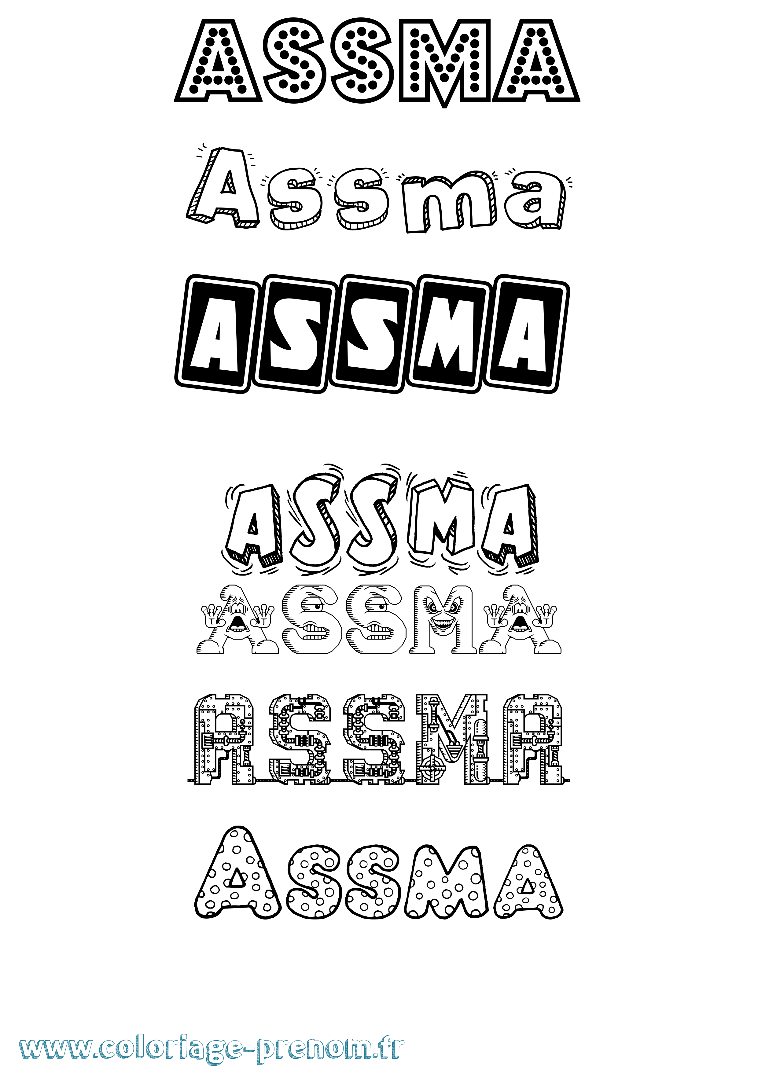 Coloriage Assma Fun Coloriage prénom Assma Fun