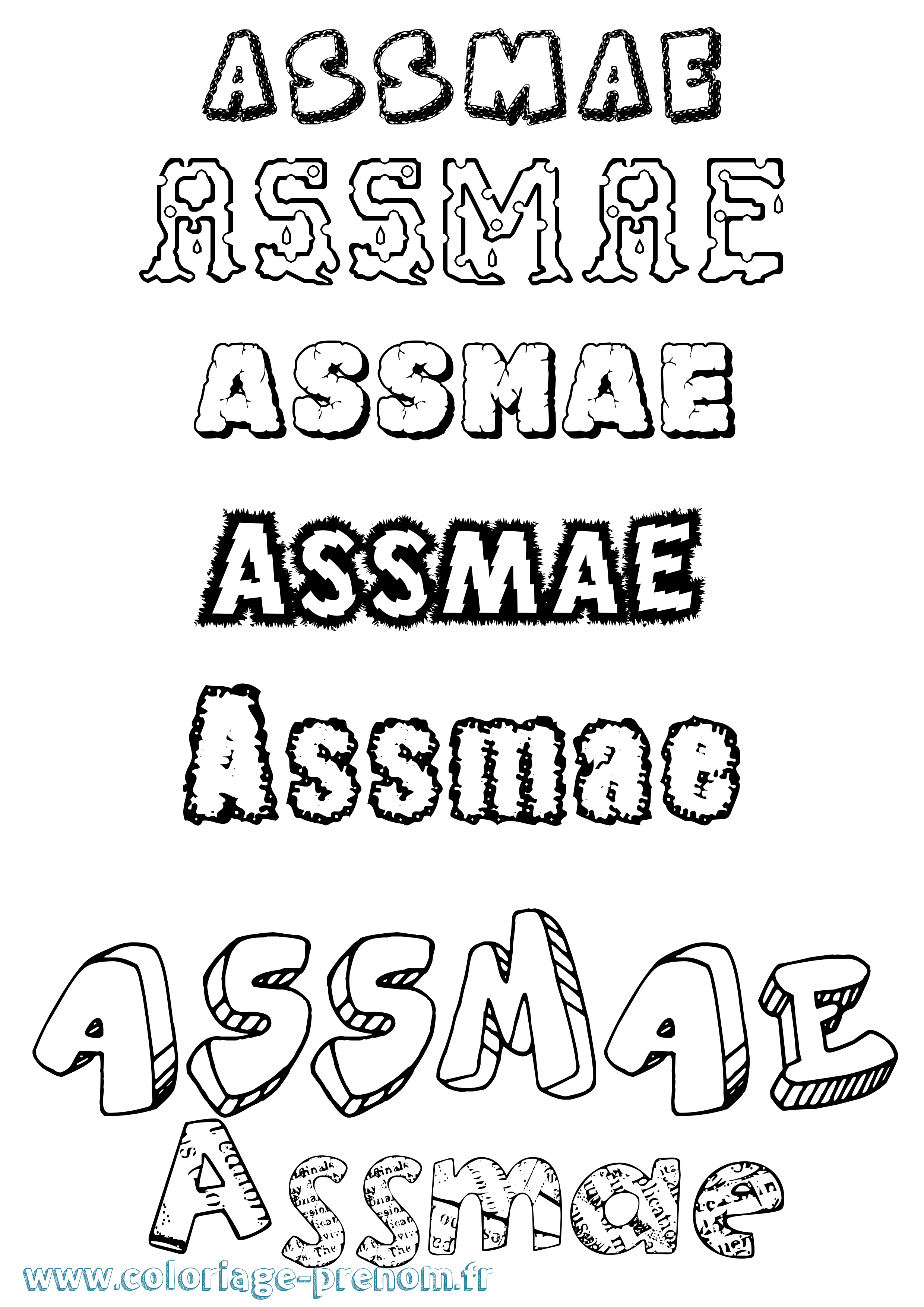 Coloriage Assmae Destructuré Coloriage prénom Assmae Destructuré