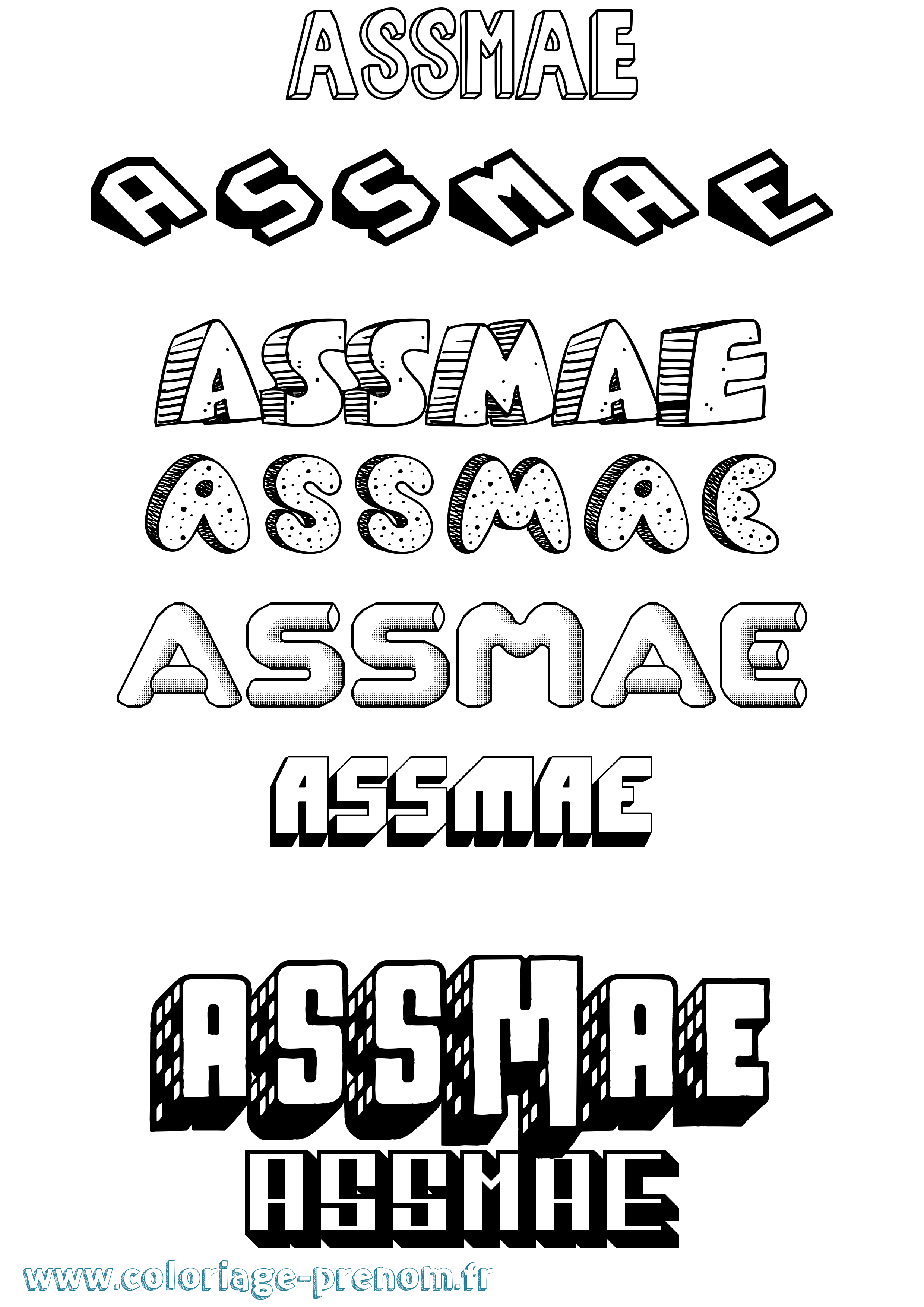 Coloriage Assmae Effet 3D Coloriage prénom Assmae Effet 3D