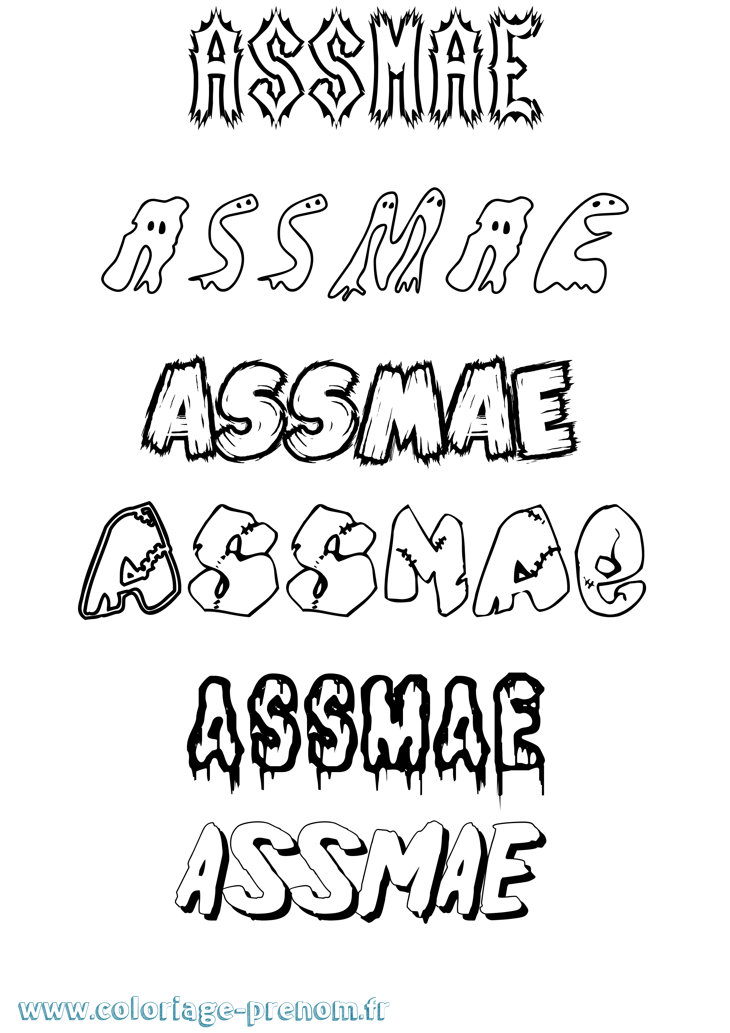 Coloriage Assmae Frisson Coloriage prénom Assmae Frisson