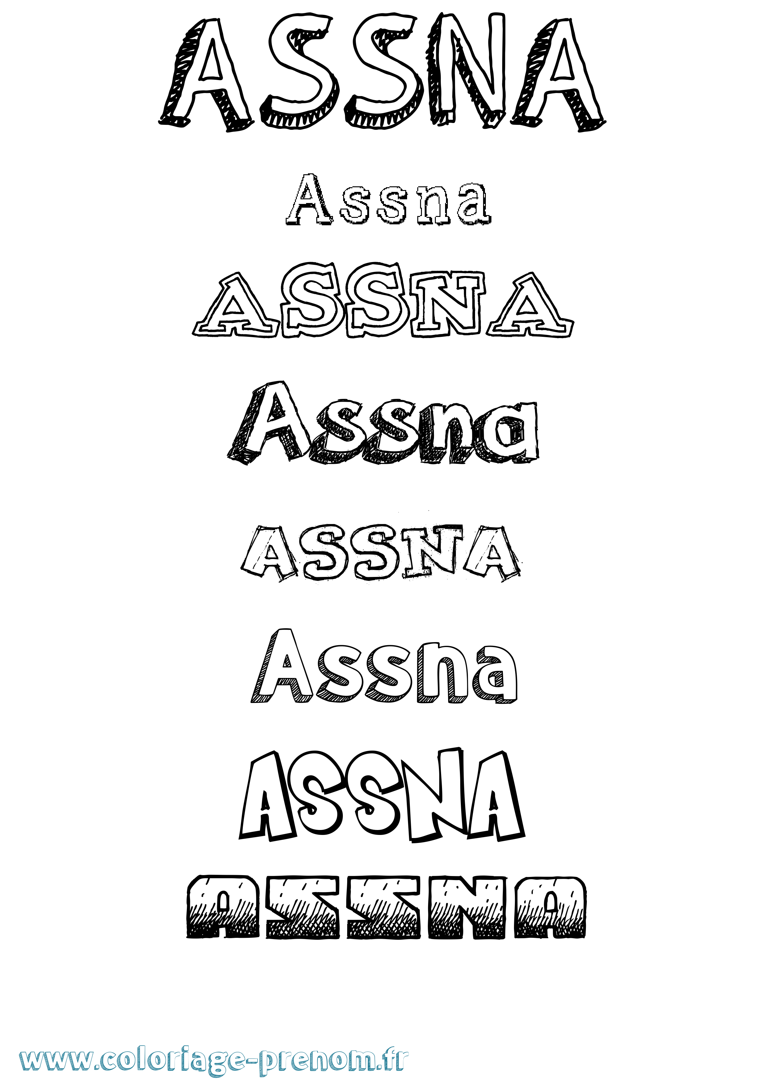 Coloriage Assna Dessiné Coloriage prénom Assna Dessiné