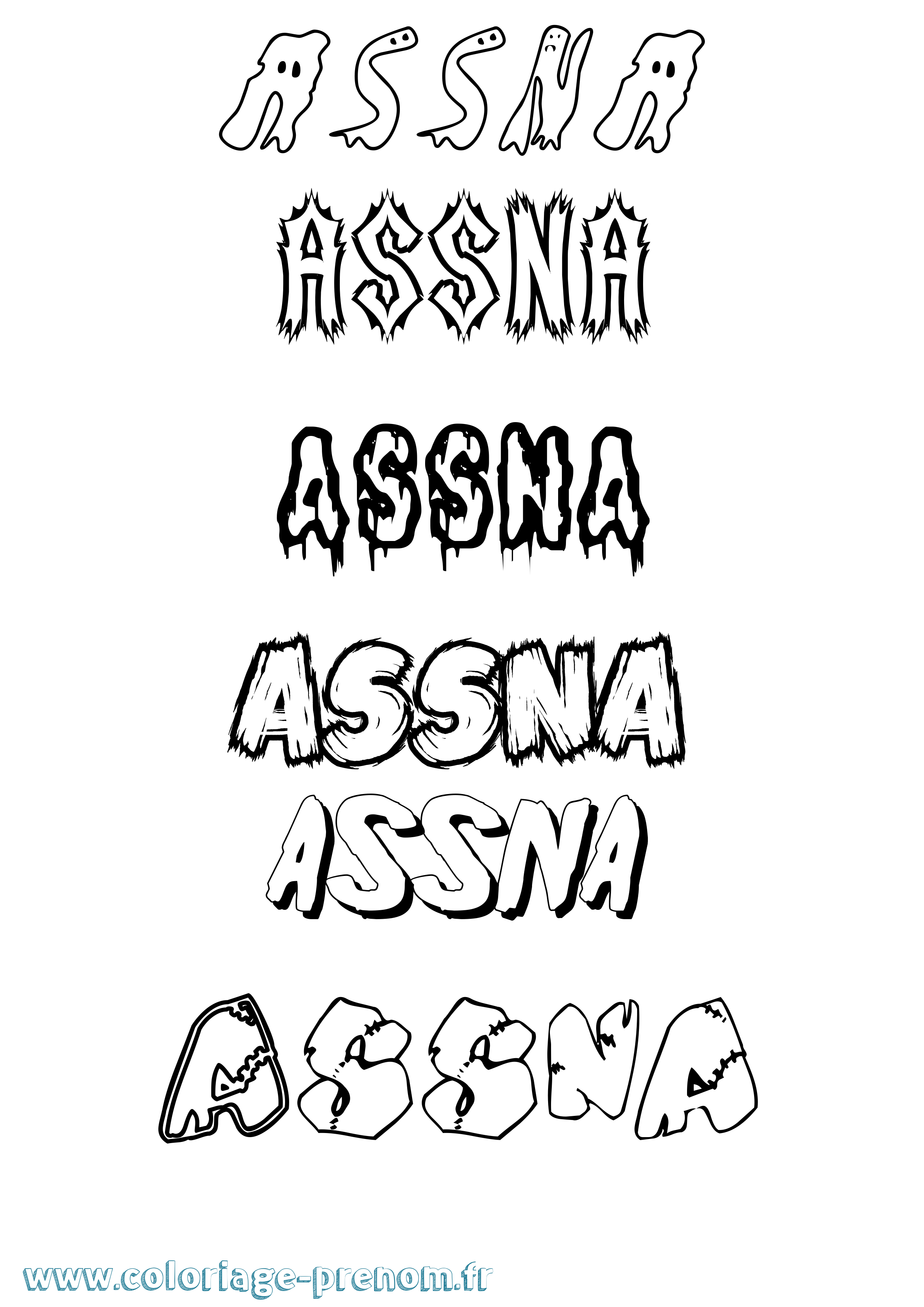 Coloriage Assna Frisson Coloriage prénom Assna Frisson