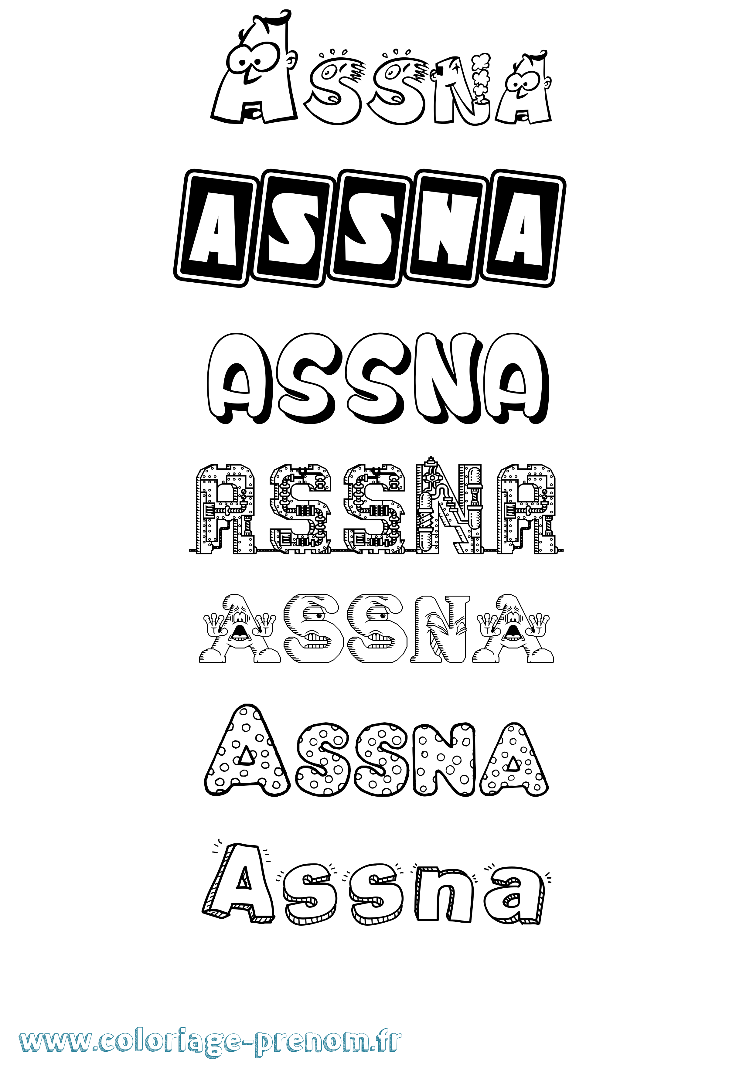 Coloriage Assna Fun Coloriage prénom Assna Fun