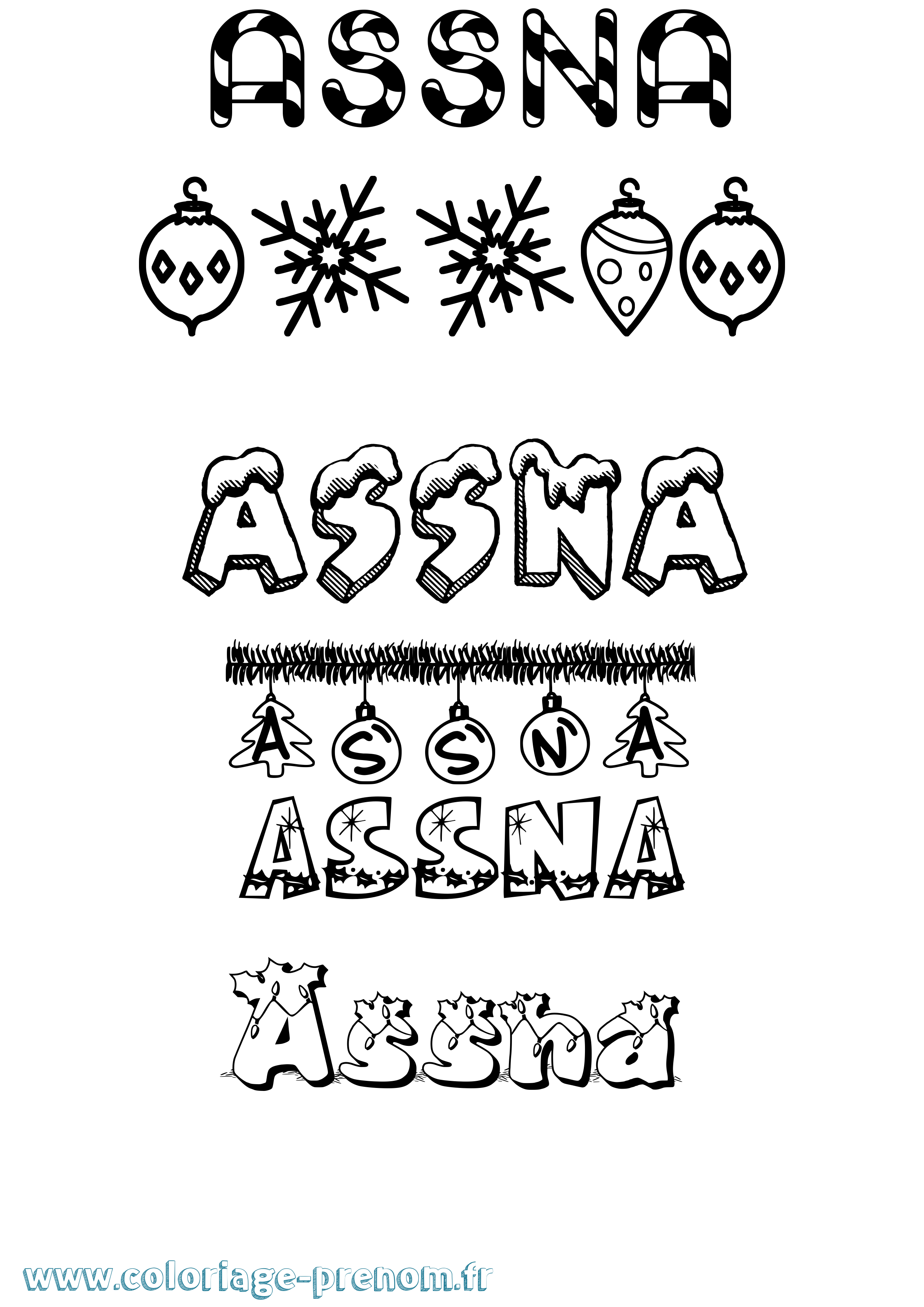 Coloriage Assna Noël Coloriage prénom Assna Noël