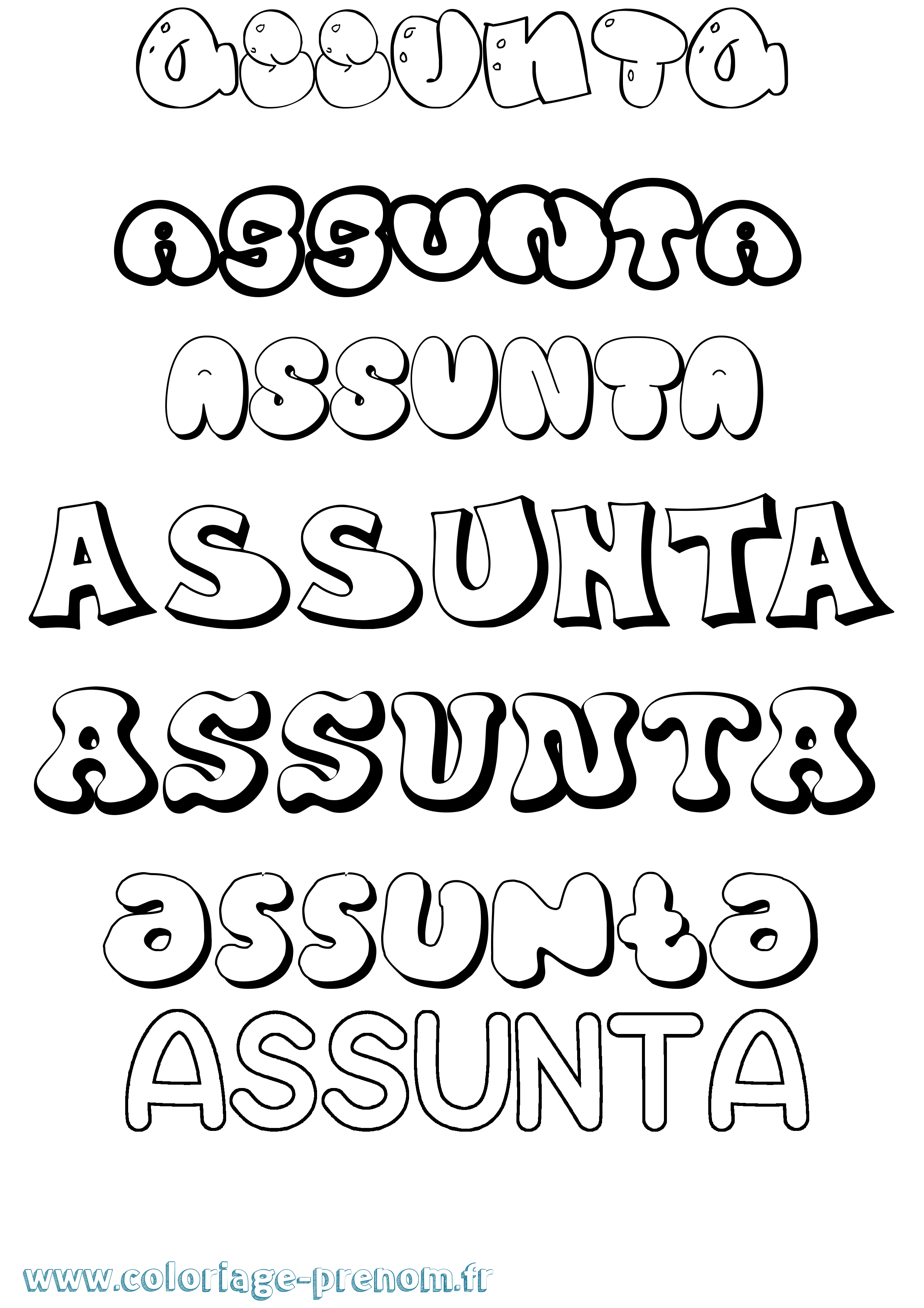Coloriage Assunta Bubble Coloriage prénom Assunta Bubble