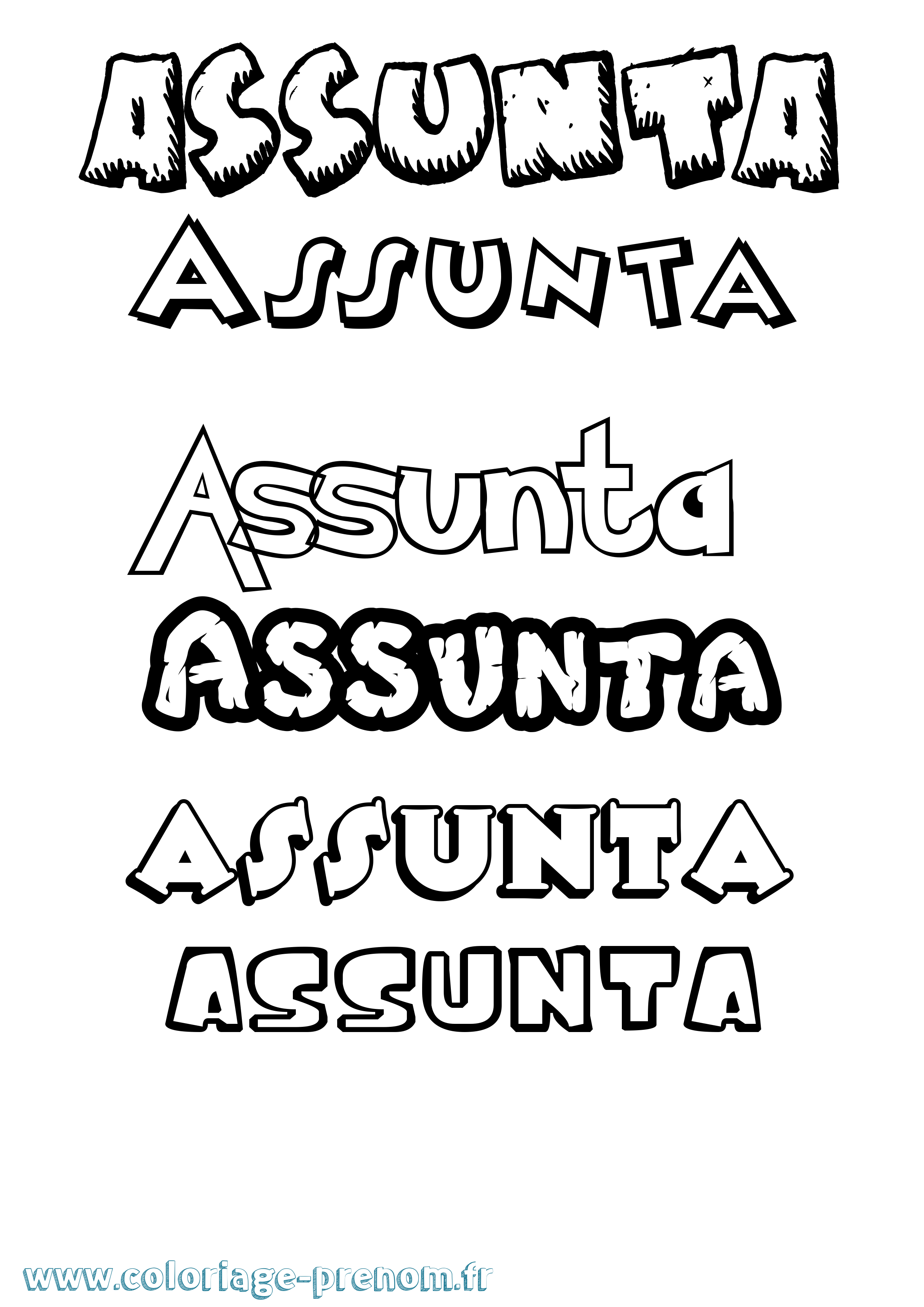 Coloriage Assunta Dessin Animé Coloriage prénom Assunta Dessin Animé