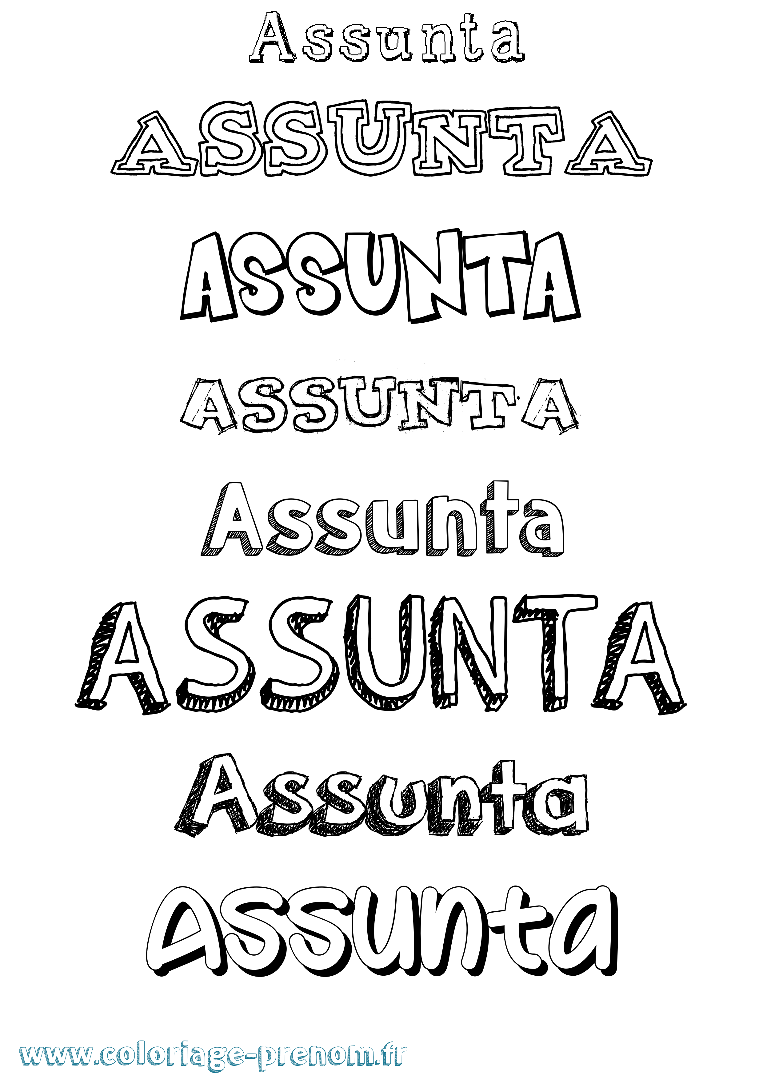 Coloriage Assunta Dessiné Coloriage prénom Assunta Dessiné