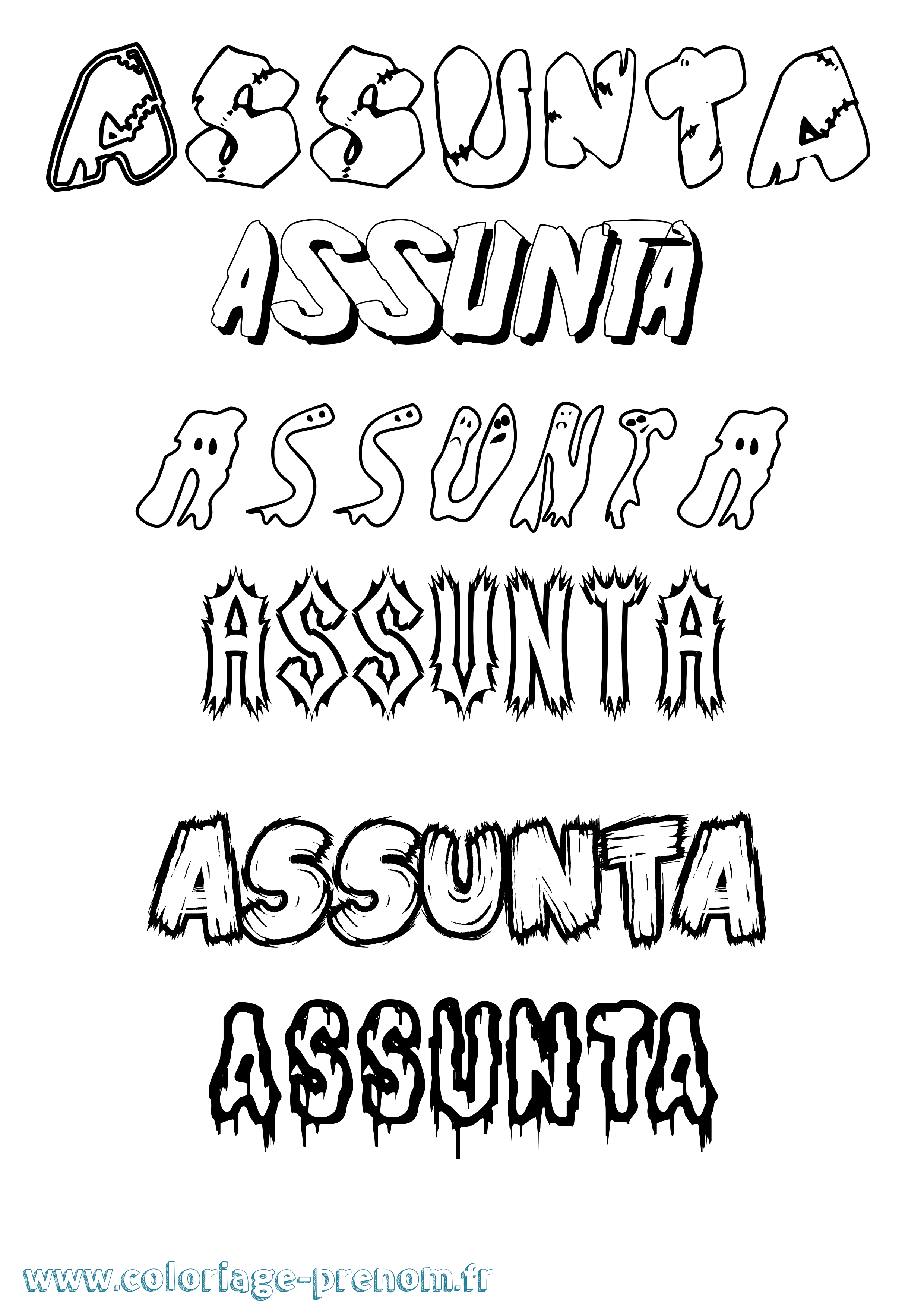 Coloriage Assunta Frisson Coloriage prénom Assunta Frisson