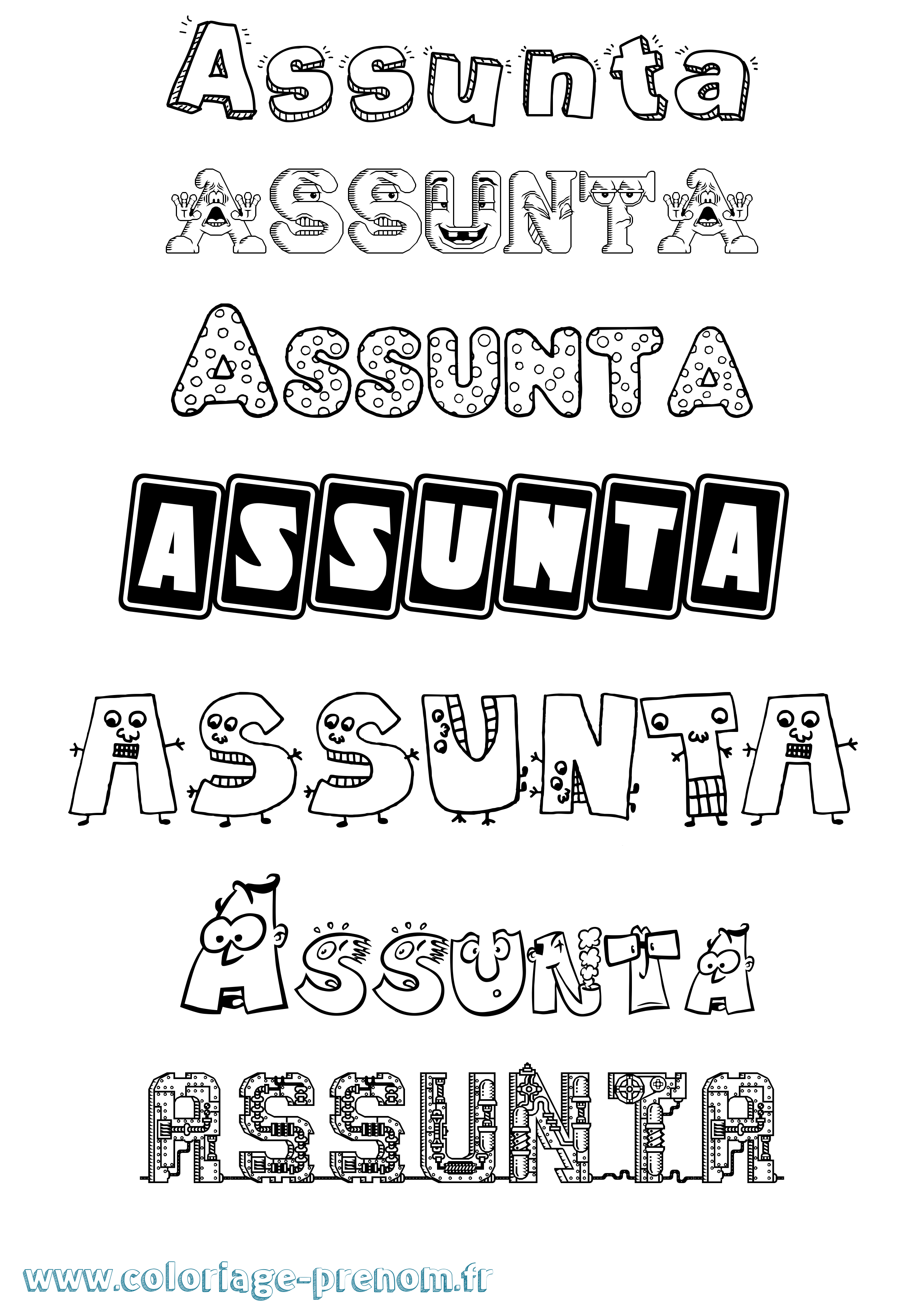 Coloriage Assunta Fun Coloriage prénom Assunta Fun