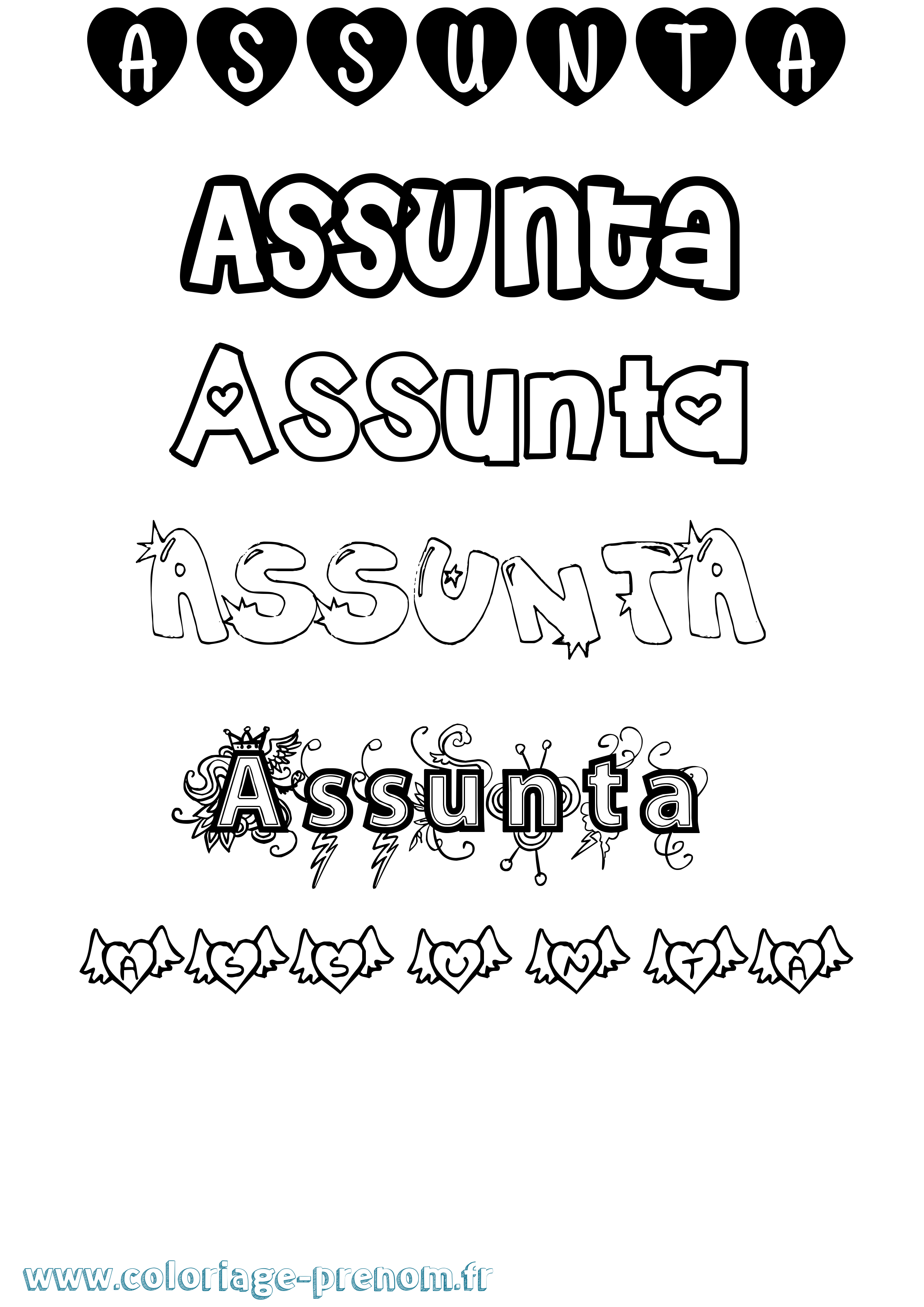 Coloriage Assunta Girly Coloriage prénom Assunta Girly