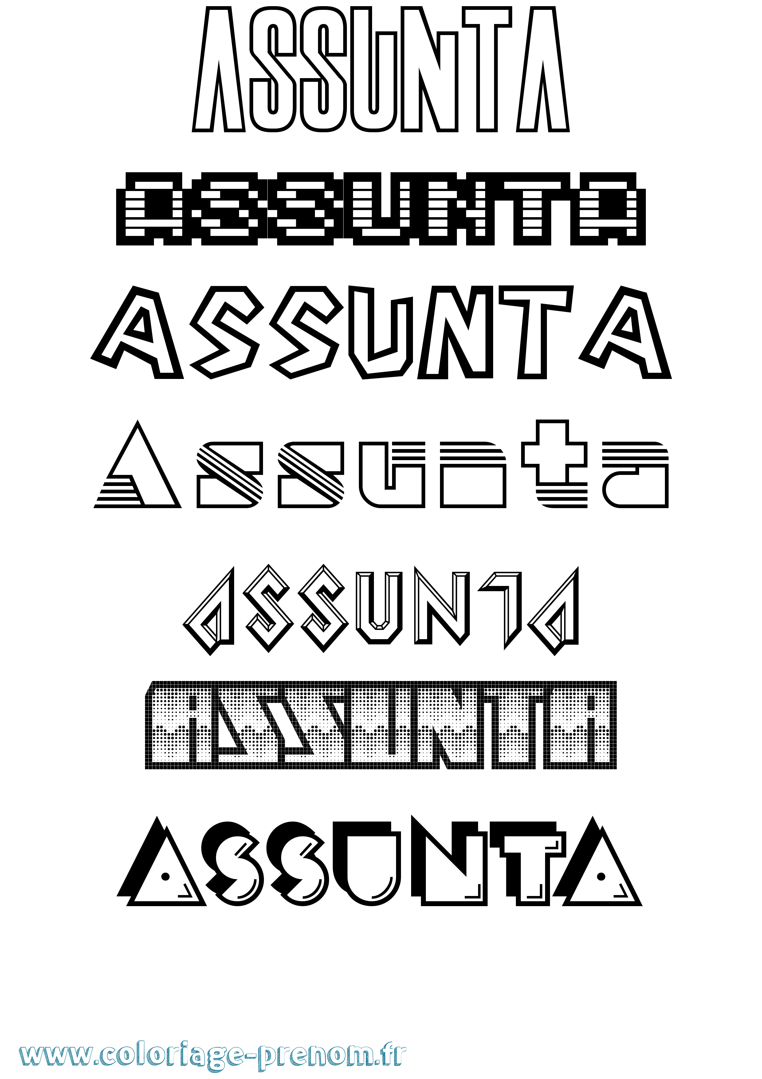 Coloriage Assunta Jeux Vidéos Coloriage prénom Assunta Jeux Vidéos