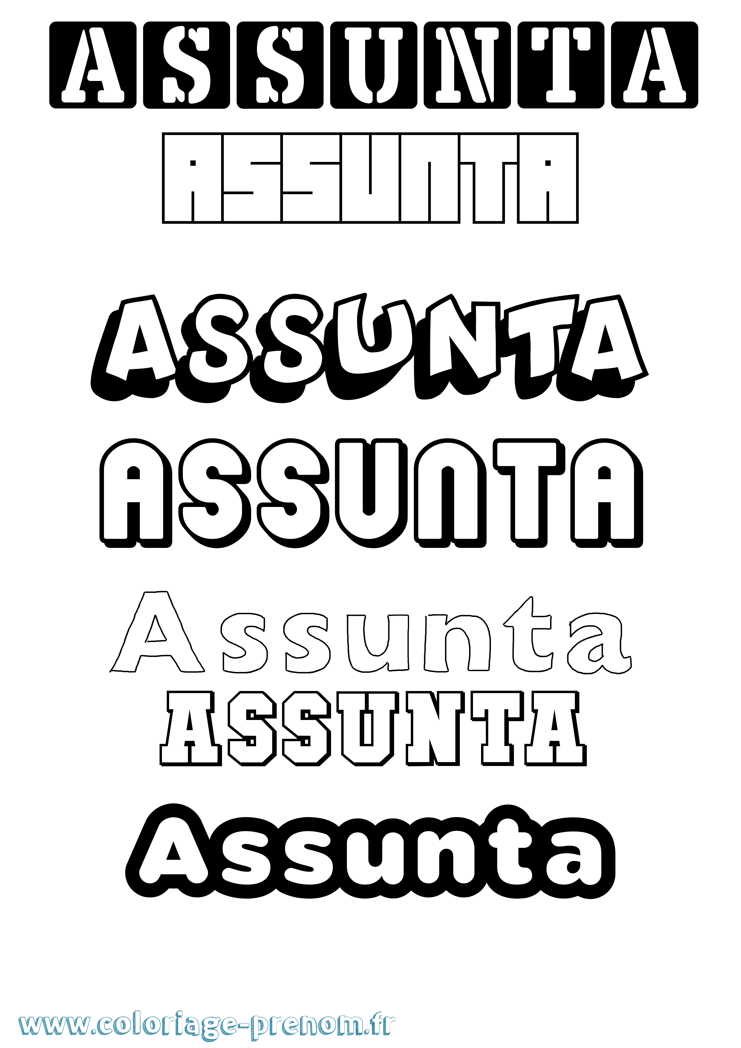 Coloriage Assunta Simple Coloriage prénom Assunta Simple