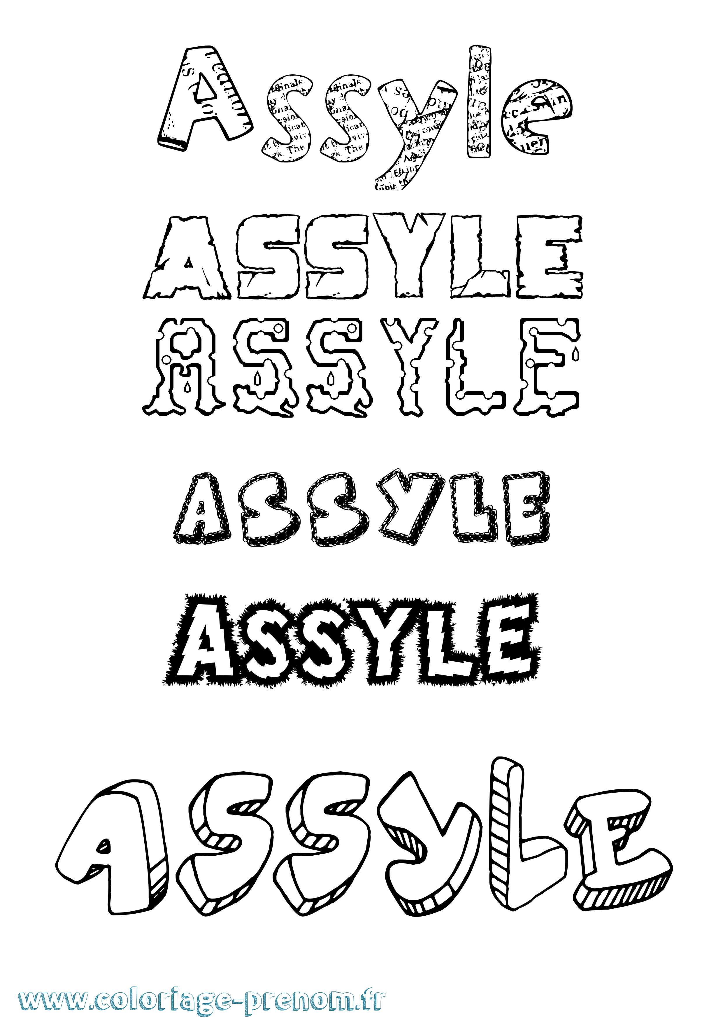 Coloriage Assyle Destructuré Coloriage prénom Assyle Destructuré