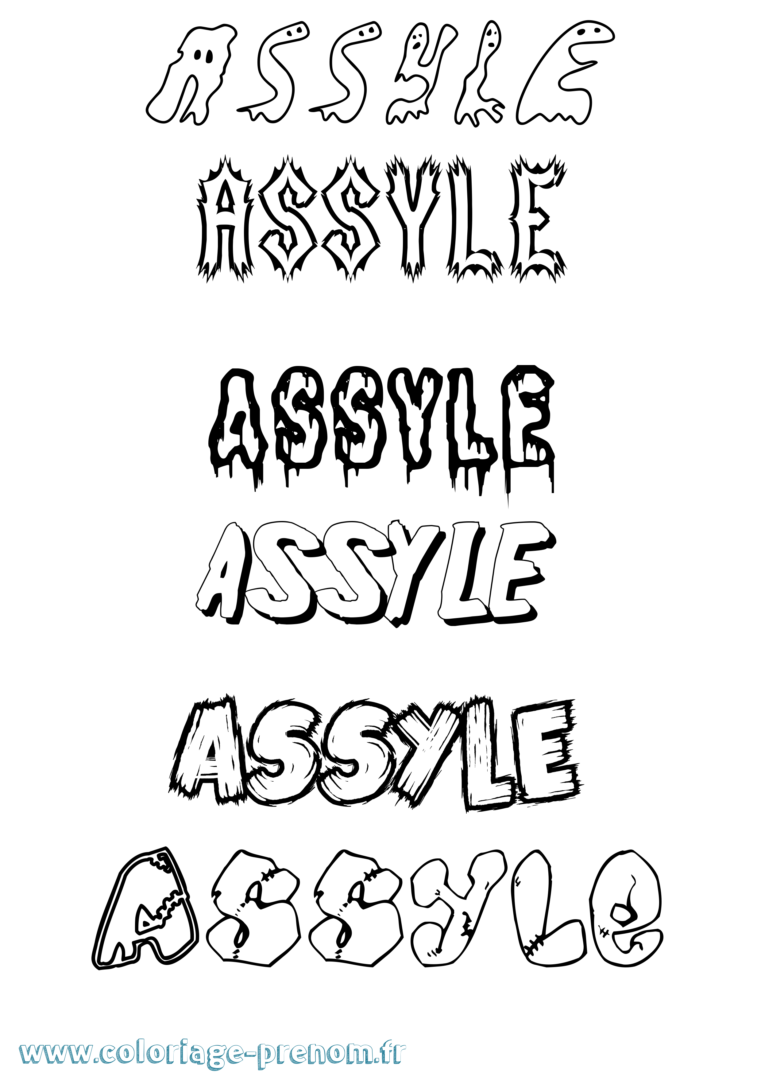 Coloriage Assyle Frisson Coloriage prénom Assyle Frisson
