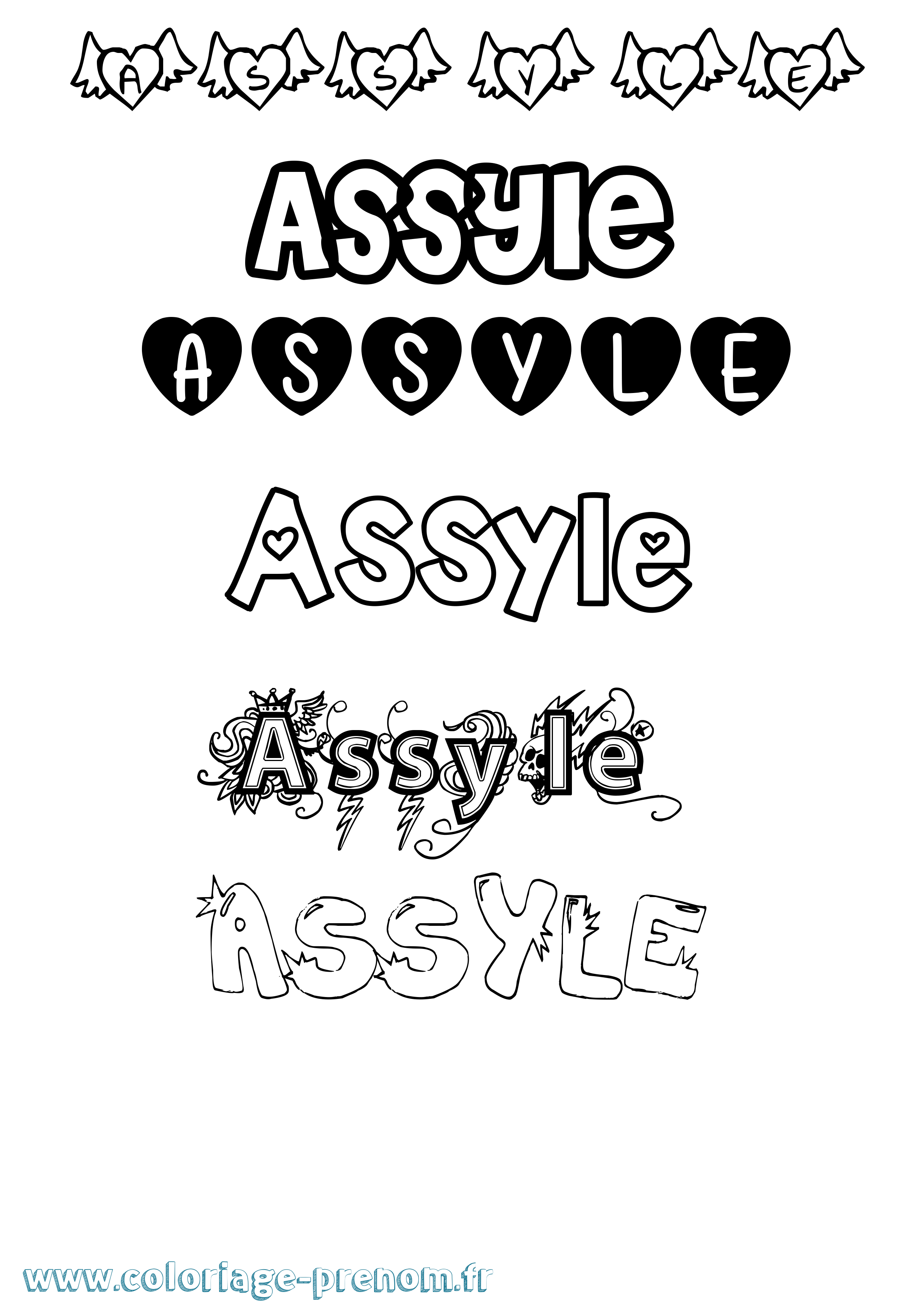 Coloriage Assyle Girly Coloriage prénom Assyle Girly