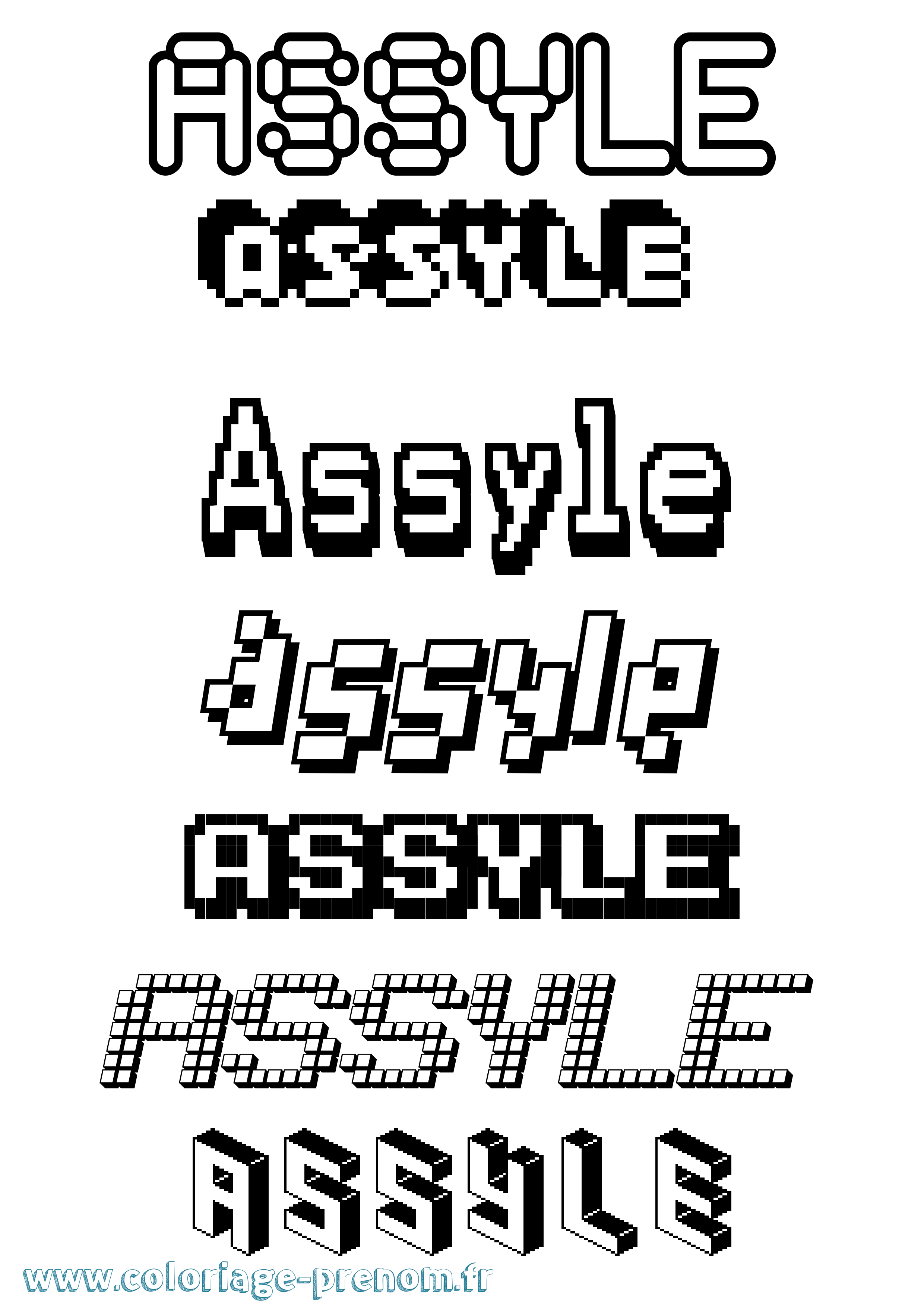 Coloriage Assyle Pixel Coloriage prénom Assyle Pixel