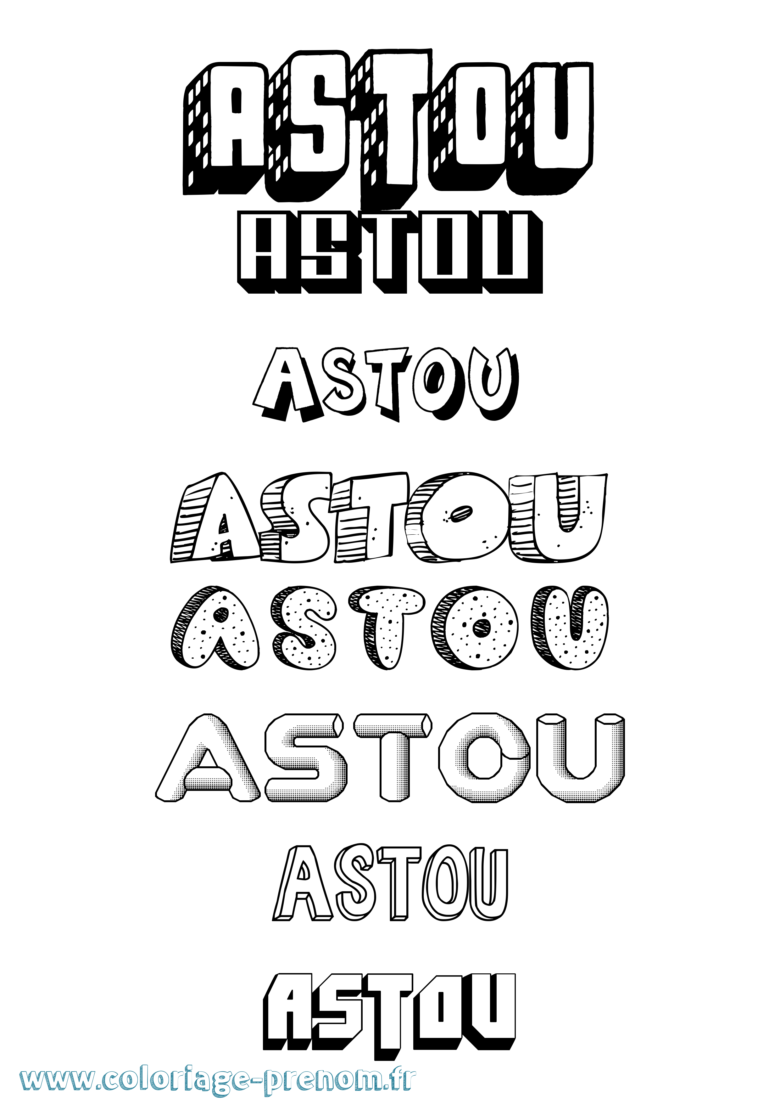 Coloriage Astou Effet 3D Coloriage prénom Astou Effet 3D