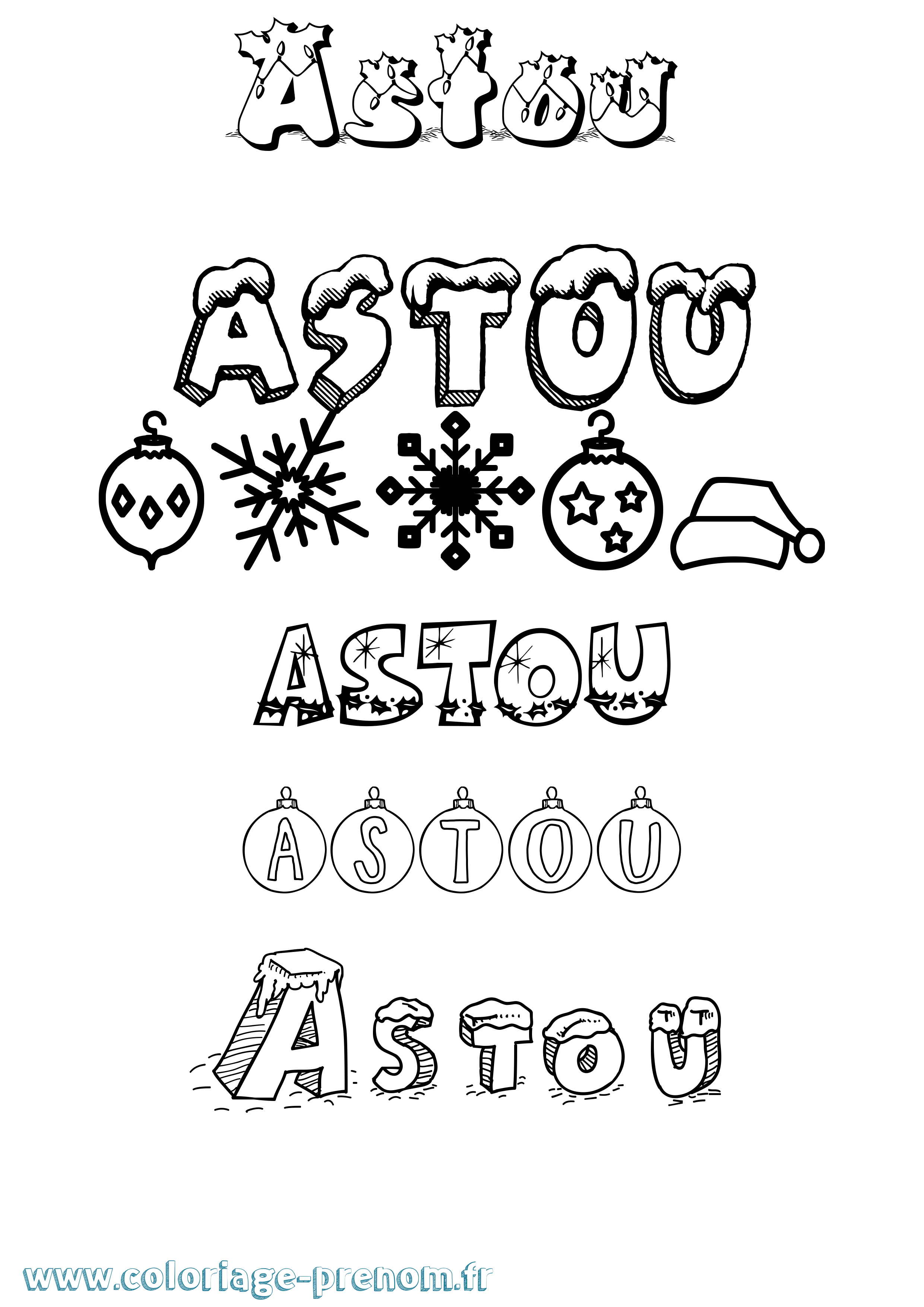 Coloriage Astou Noël Coloriage prénom Astou Noël