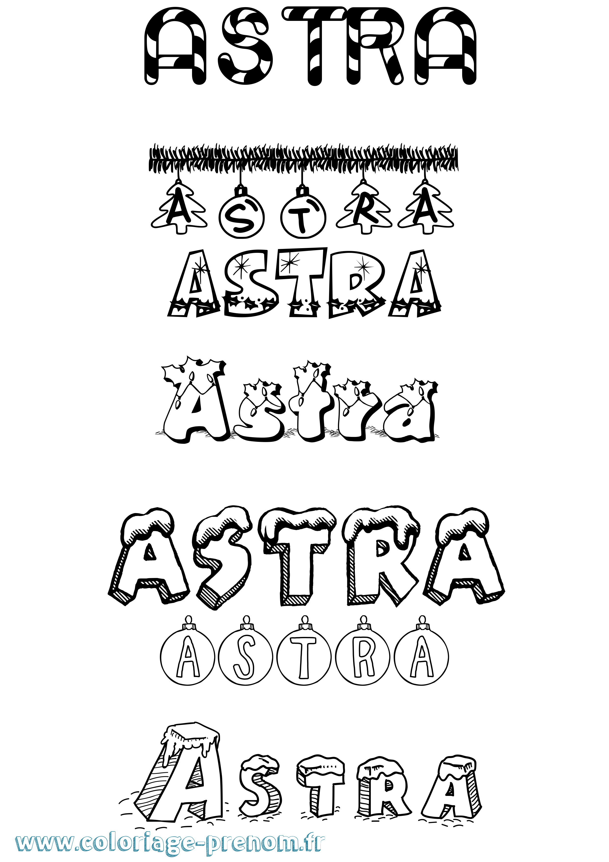 Coloriage Astra Noël Coloriage prénom Astra Noël