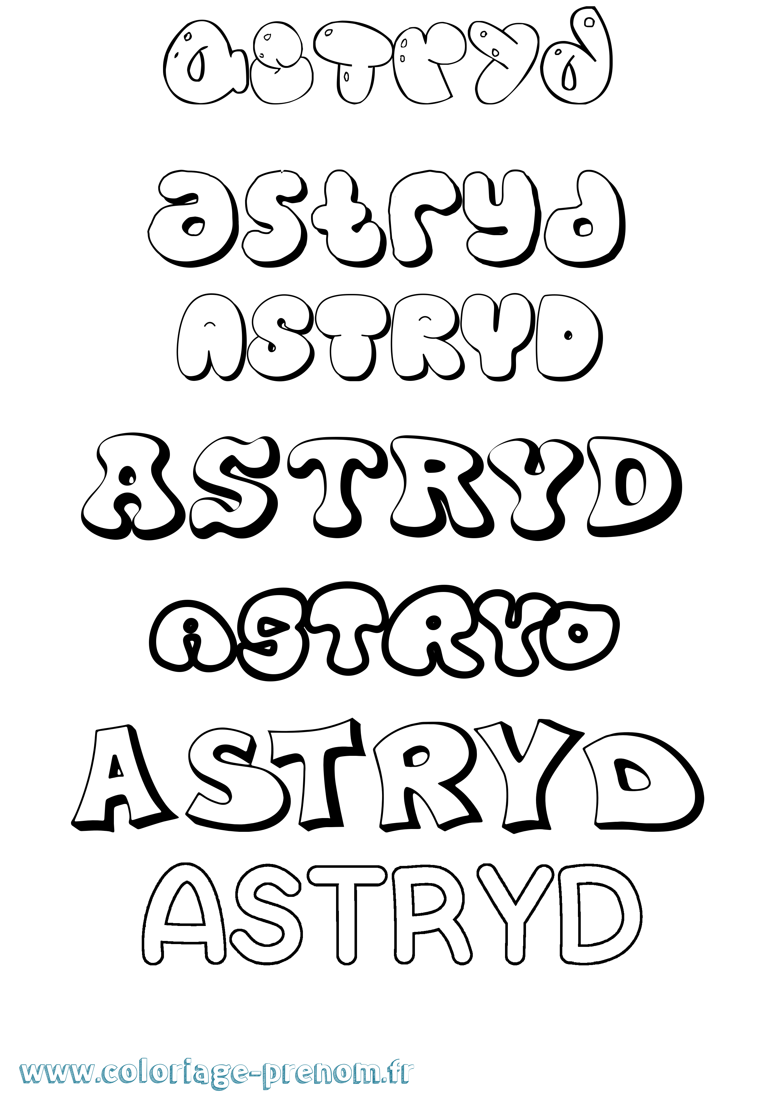 Coloriage Astryd Bubble Coloriage prénom Astryd Bubble