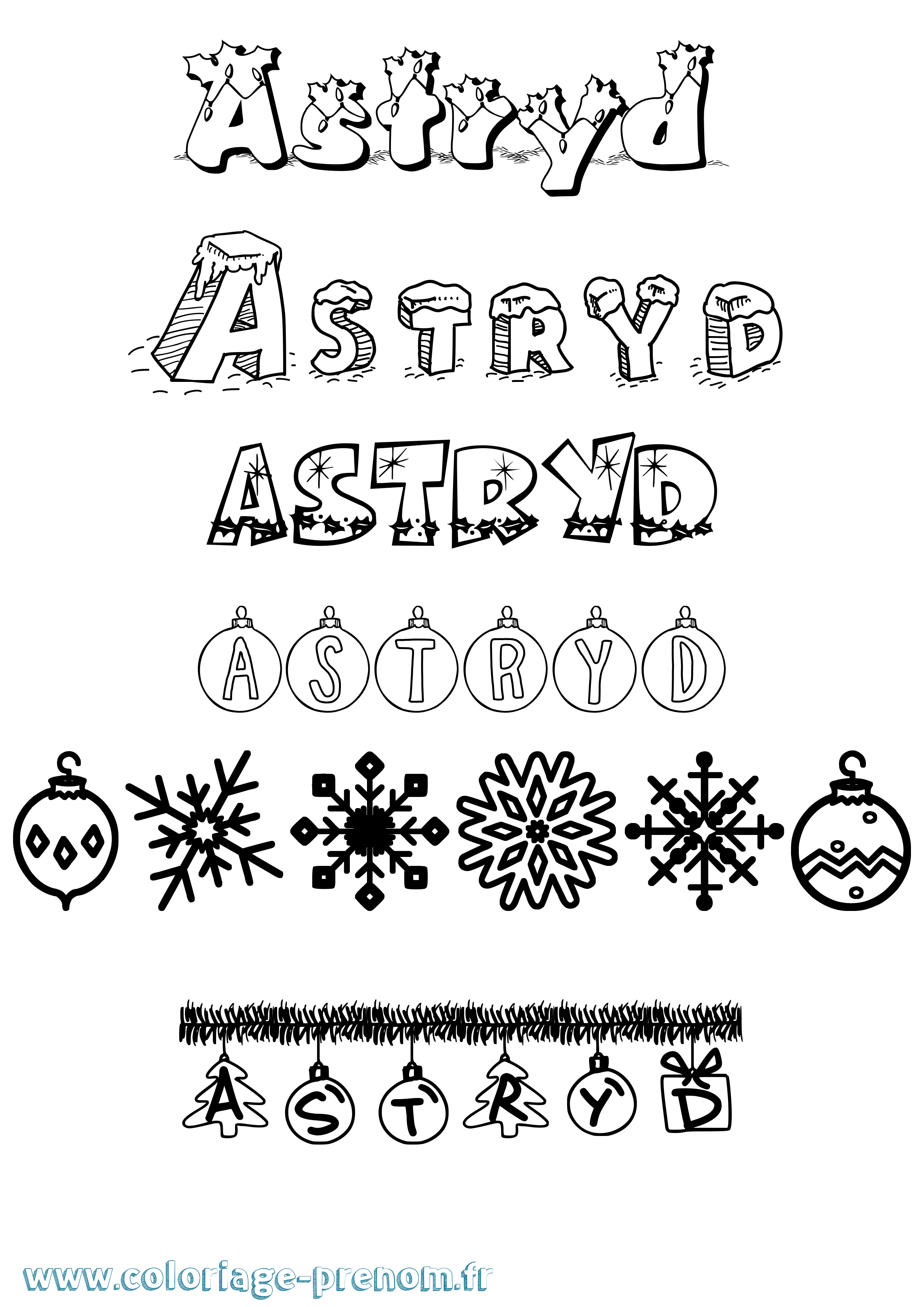 Coloriage Astryd Noël Coloriage prénom Astryd Noël