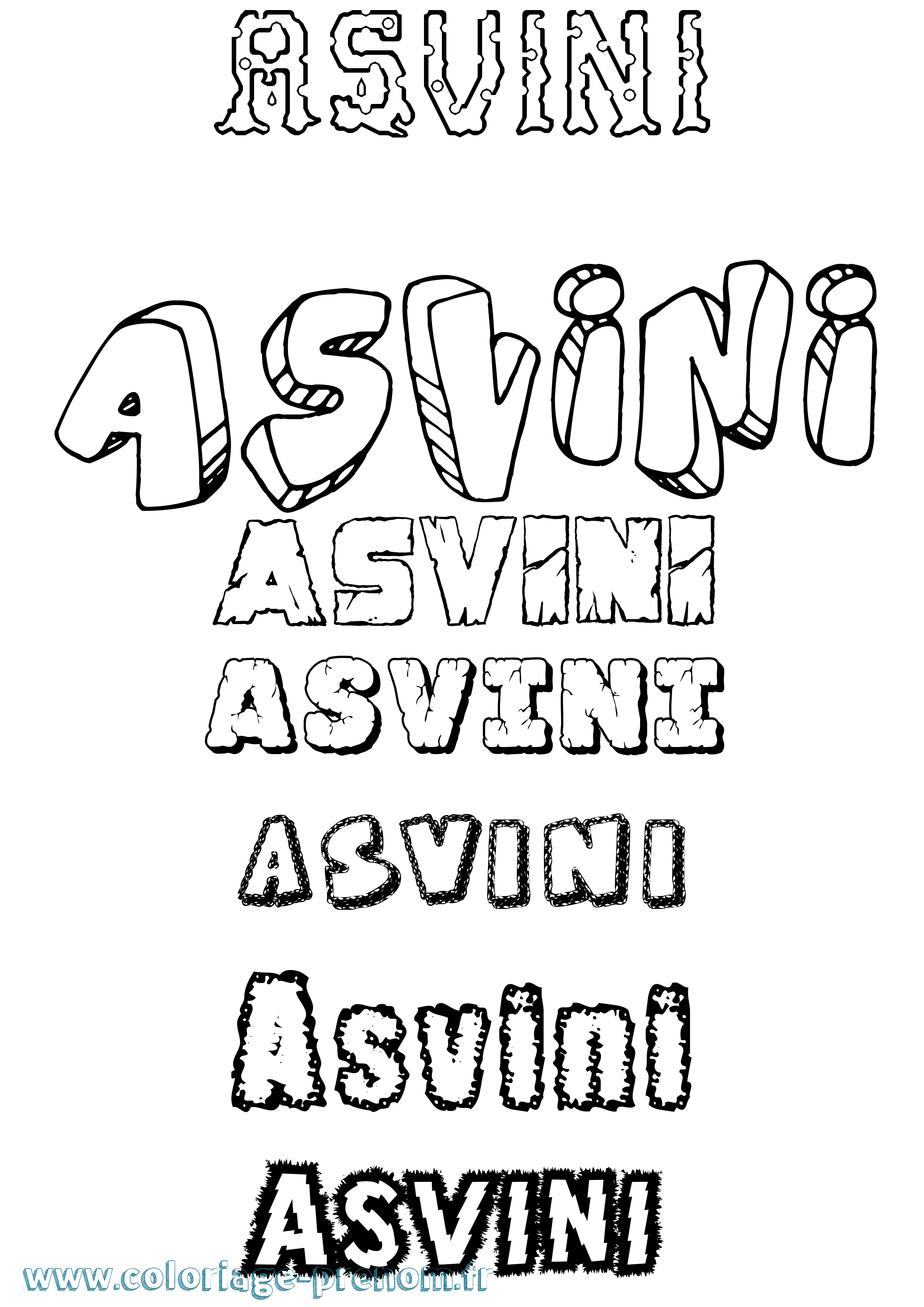Coloriage Asvini Destructuré Coloriage prénom Asvini Destructuré