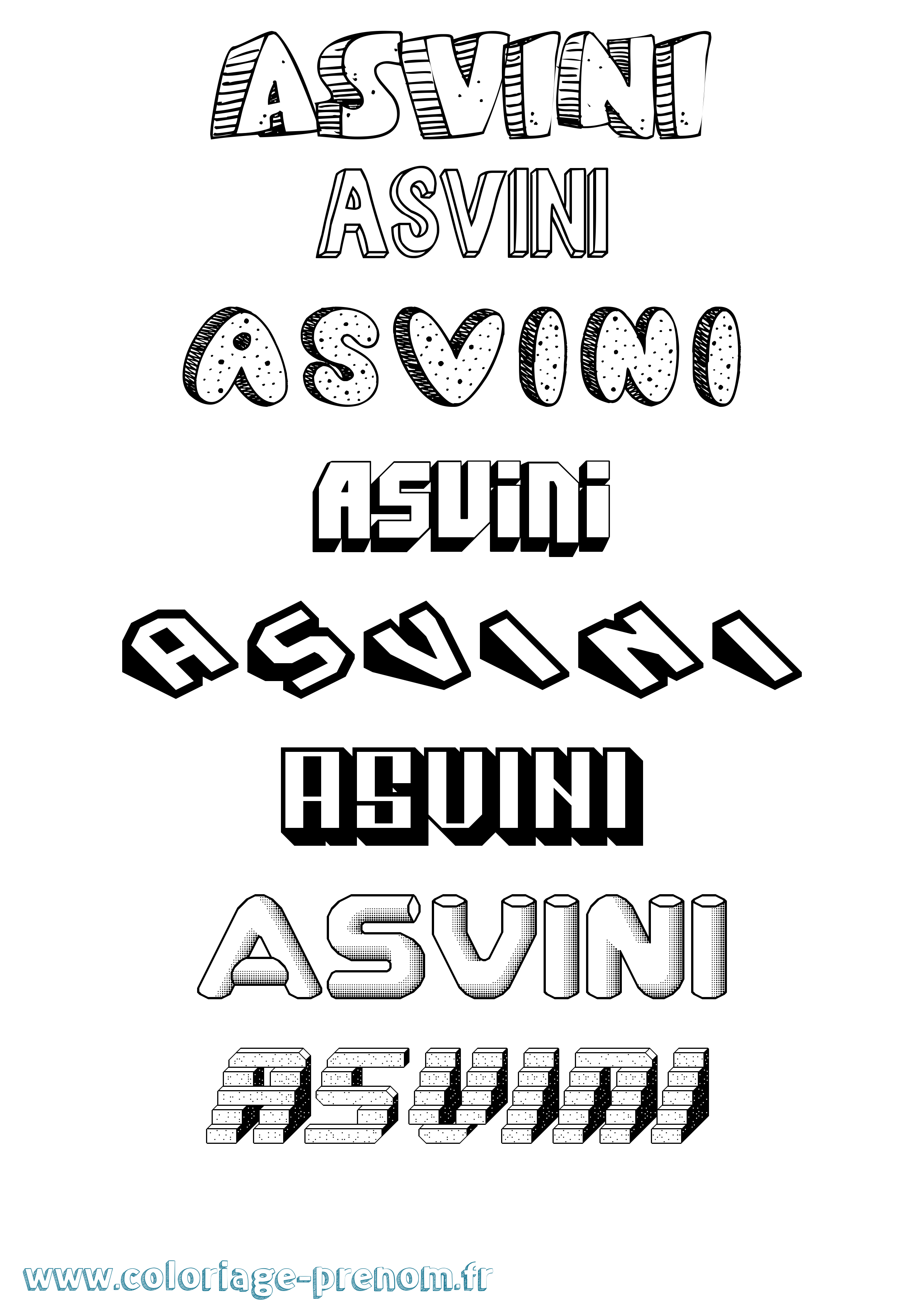 Coloriage Asvini Effet 3D Coloriage prénom Asvini Effet 3D