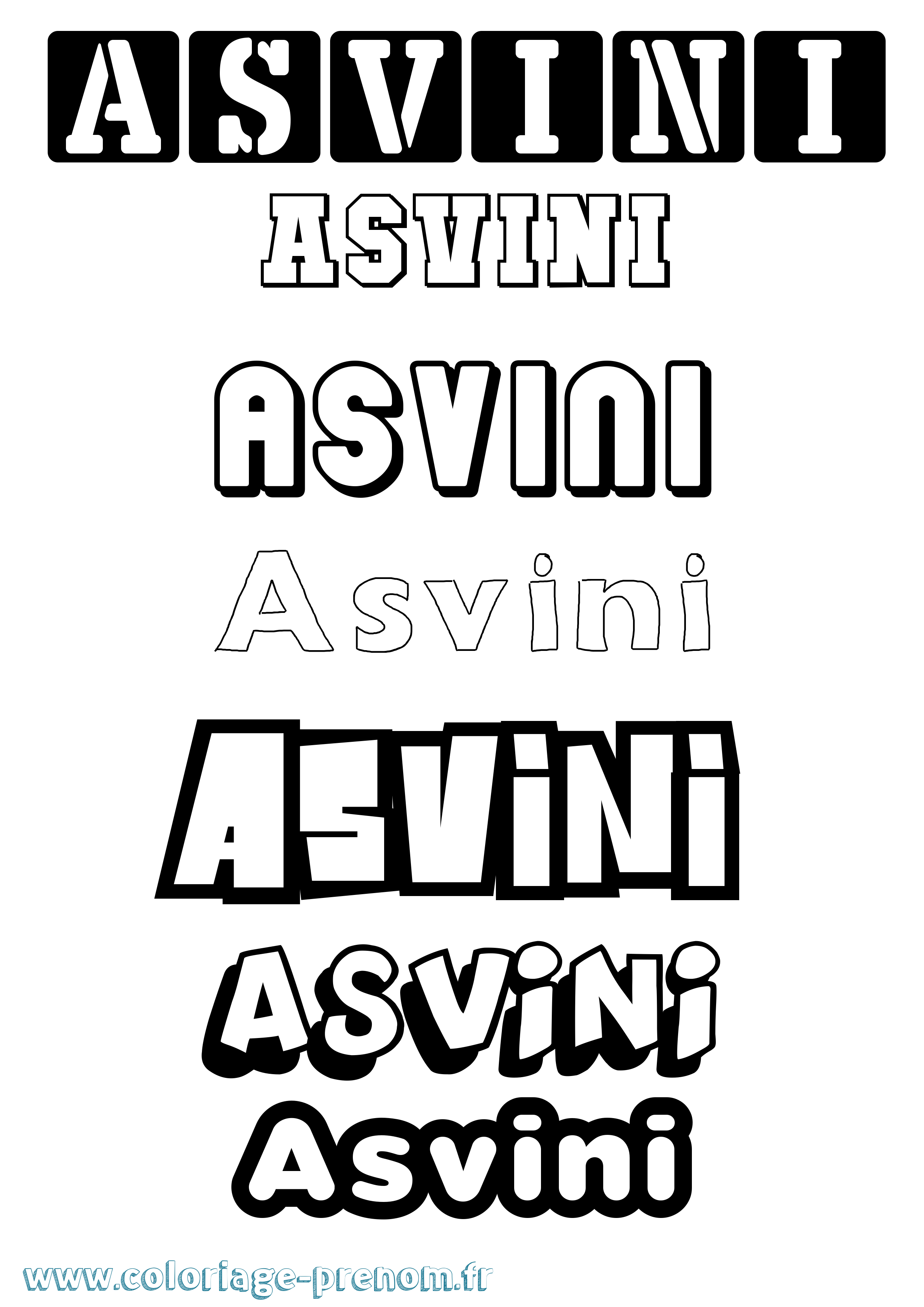 Coloriage Asvini Simple Coloriage prénom Asvini Simple